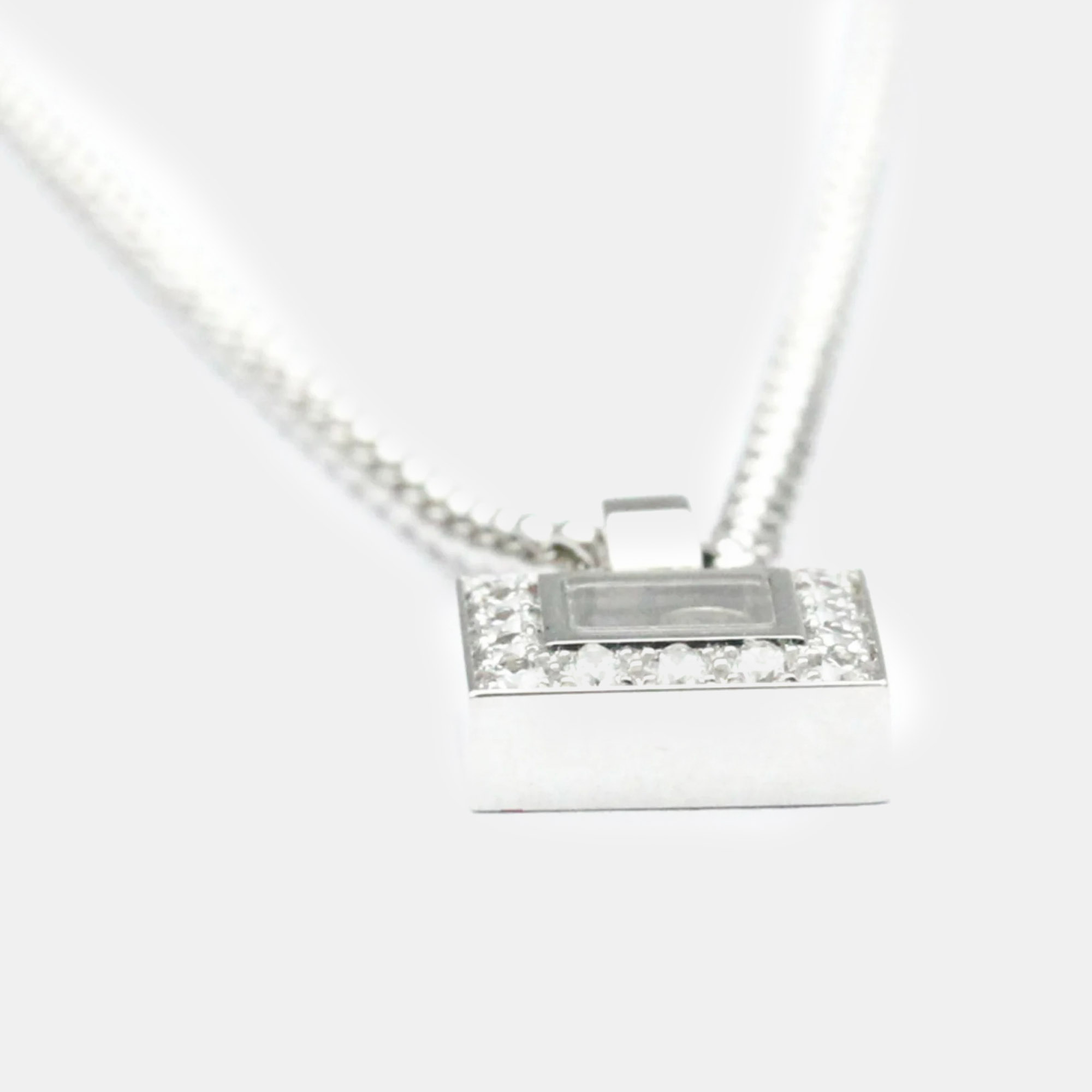 Chopard 18K White Gold And Diamond Happy Diamonds Pendant Necklace