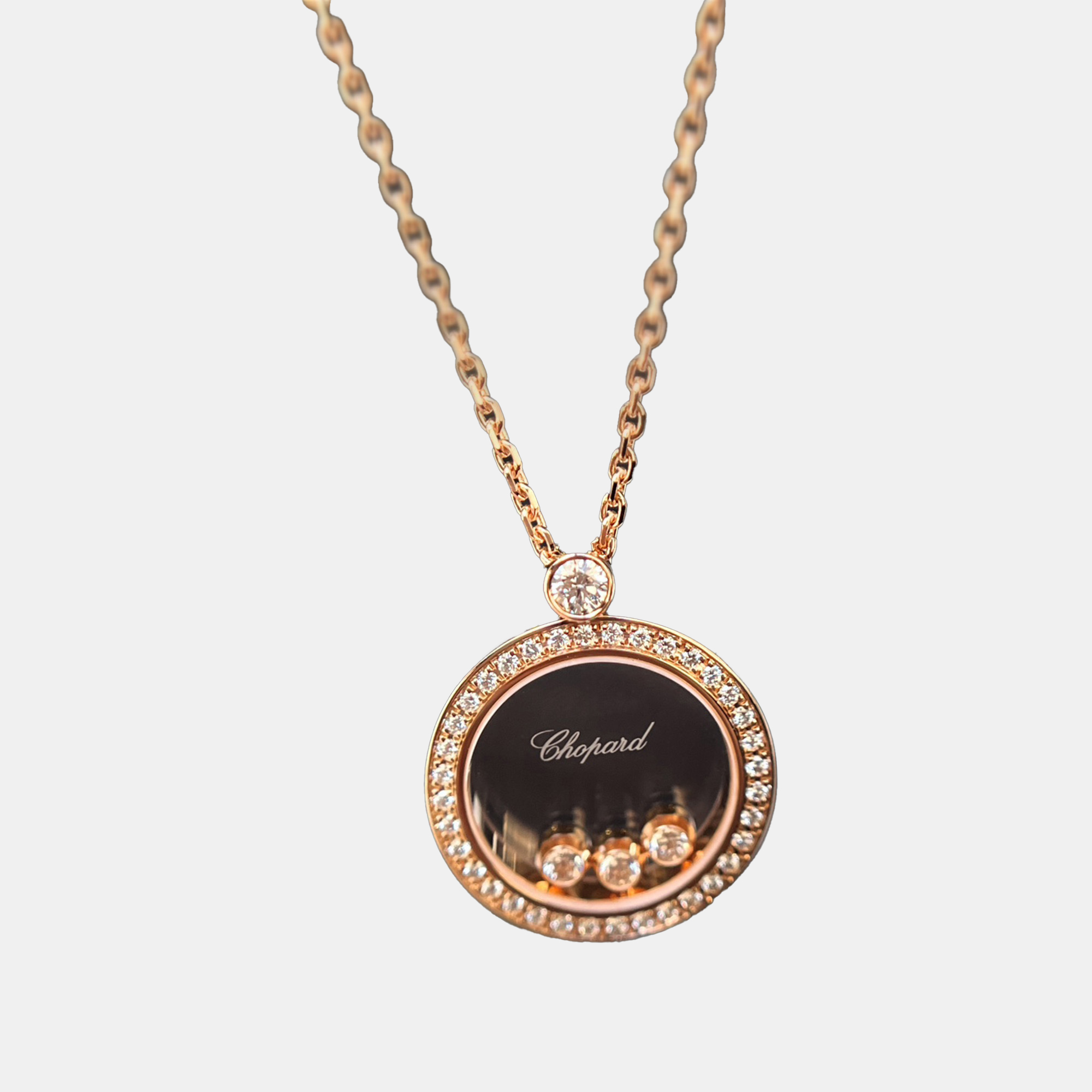 Chopard 18K Rose Gold Three-Diamond Happy Diamonds Pendant Necklace
Chopard 18K Rose Gold Three-Diamond Happy Diamonds Pendant Necklace