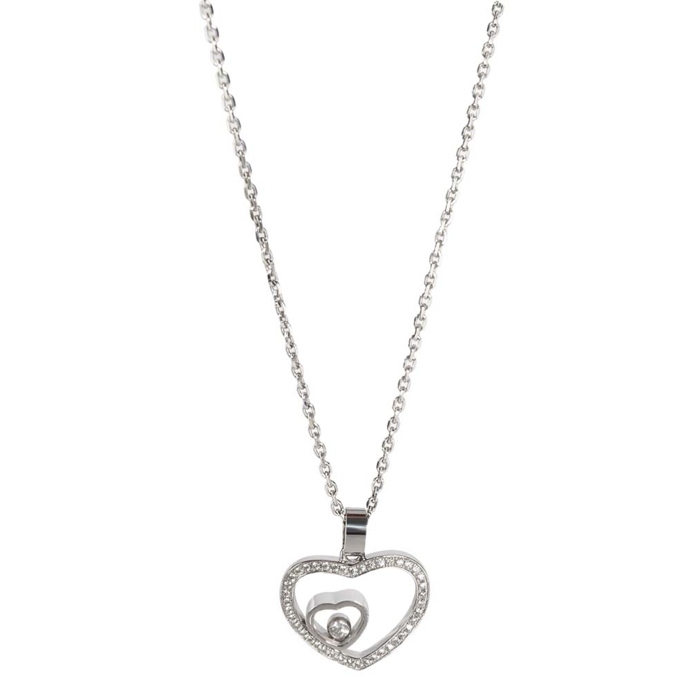 Chopard Happy Hearts Diamond 18K White Gold Pendant Necklace