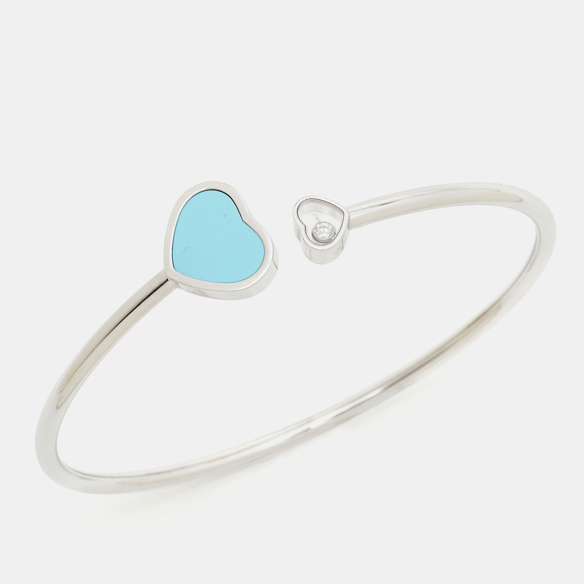 Chopard Happy Heart Diamond Turquoise 18k White Gold Open Cuff Bracelet
Chopard Happy Heart Diamond Turquoise 18k White Gold Open Cuff Bracelet