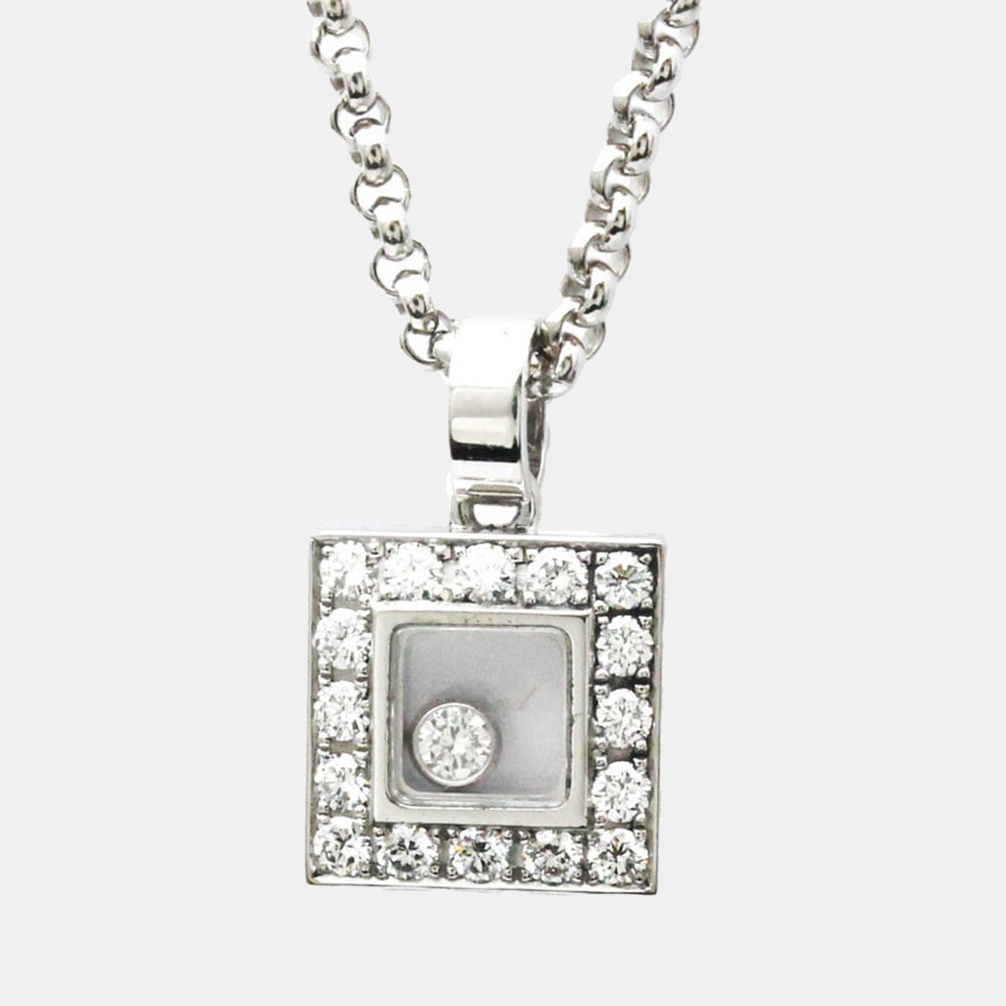 Chopard Happy Diamonds Square 18K White Gold Diamond Necklace