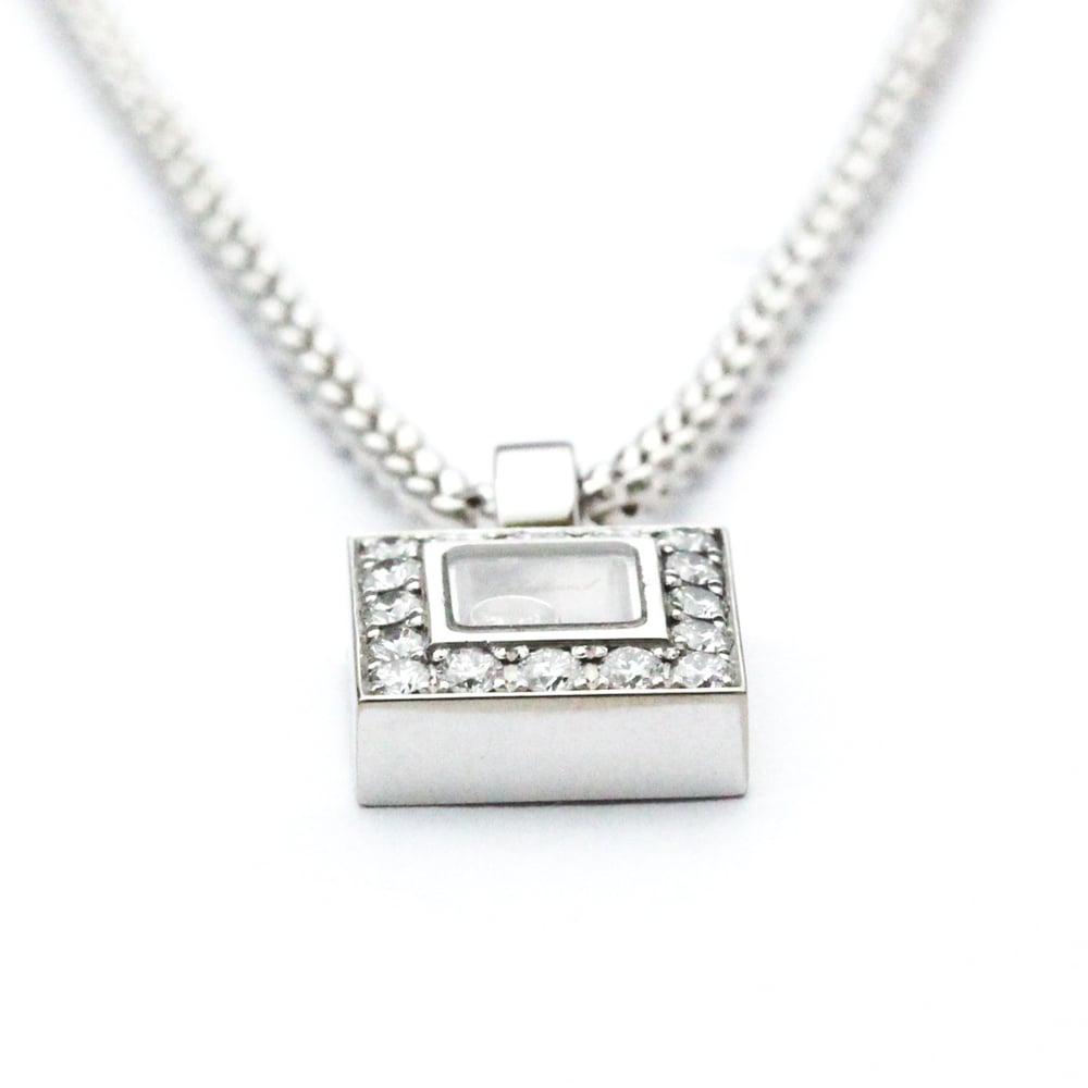 Chopard Happy Diamonds Square 18K White Gold Diamond Necklace