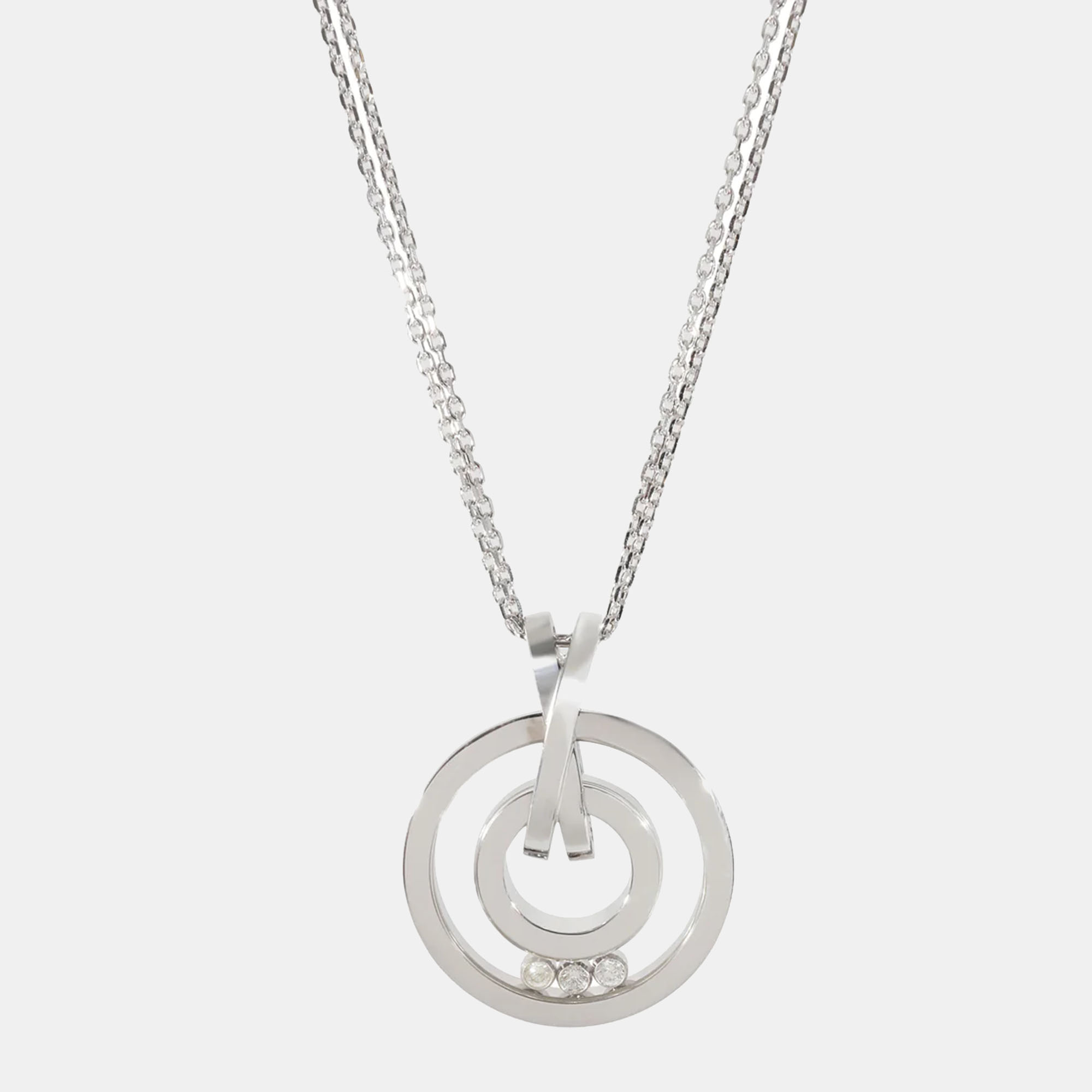 Chopard Happy Spirit Diamond Necklace In 18K White Gold 0.15 CTW