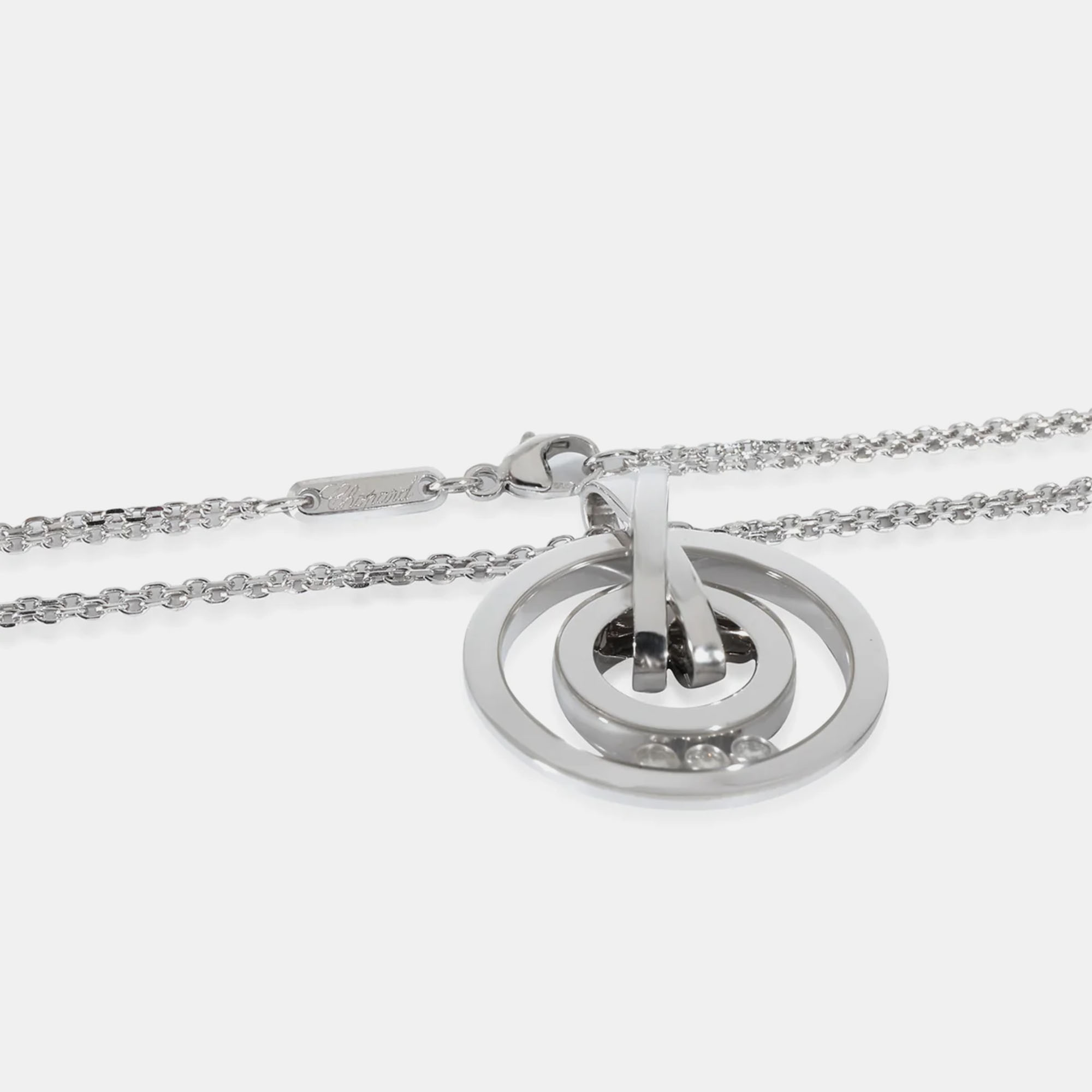 Chopard Happy Spirit Diamond Necklace In 18K White Gold 0.15 CTW