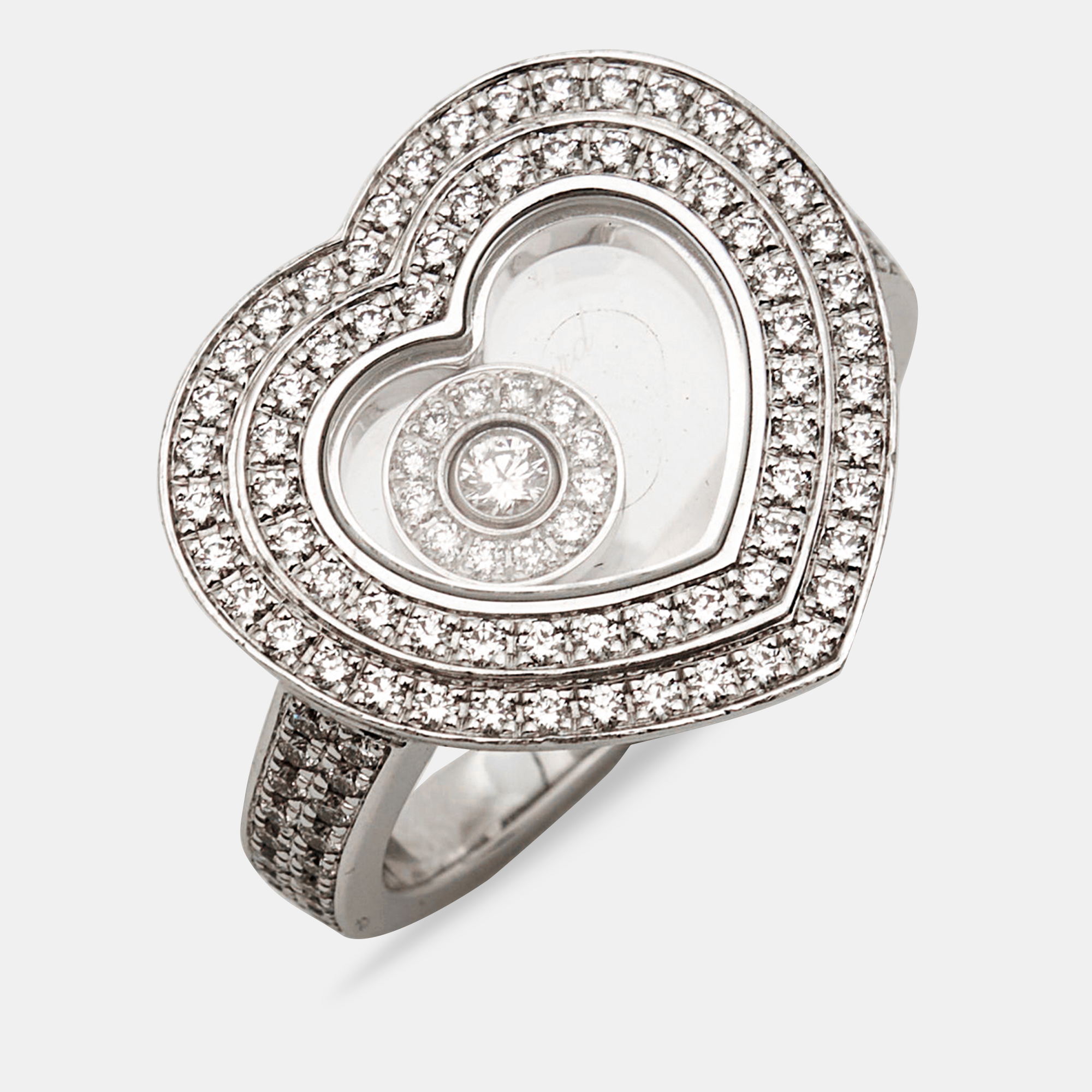 Chopard Happy Diamonds 18k White Gold Ring Size 50