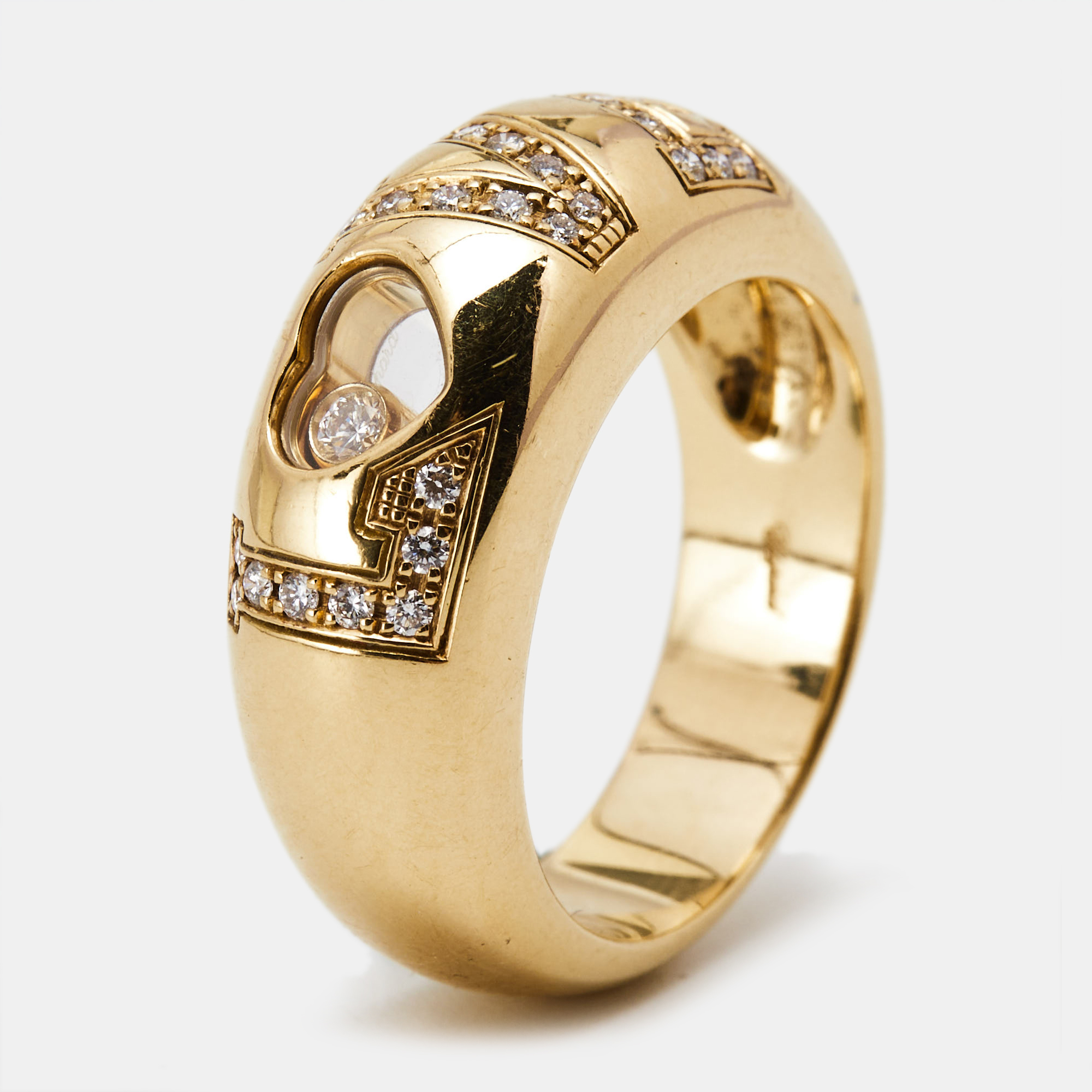 Chopard Happy Diamonds Love Diamond 18K Yellow Gold Ring Size 54