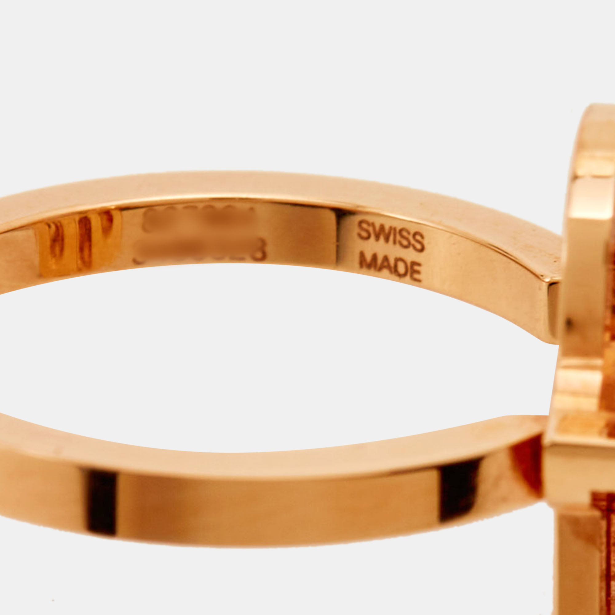 Chopard Good Luck Charm Hamsa Hand Diamond 18K Rose Gold Ring Size 50
