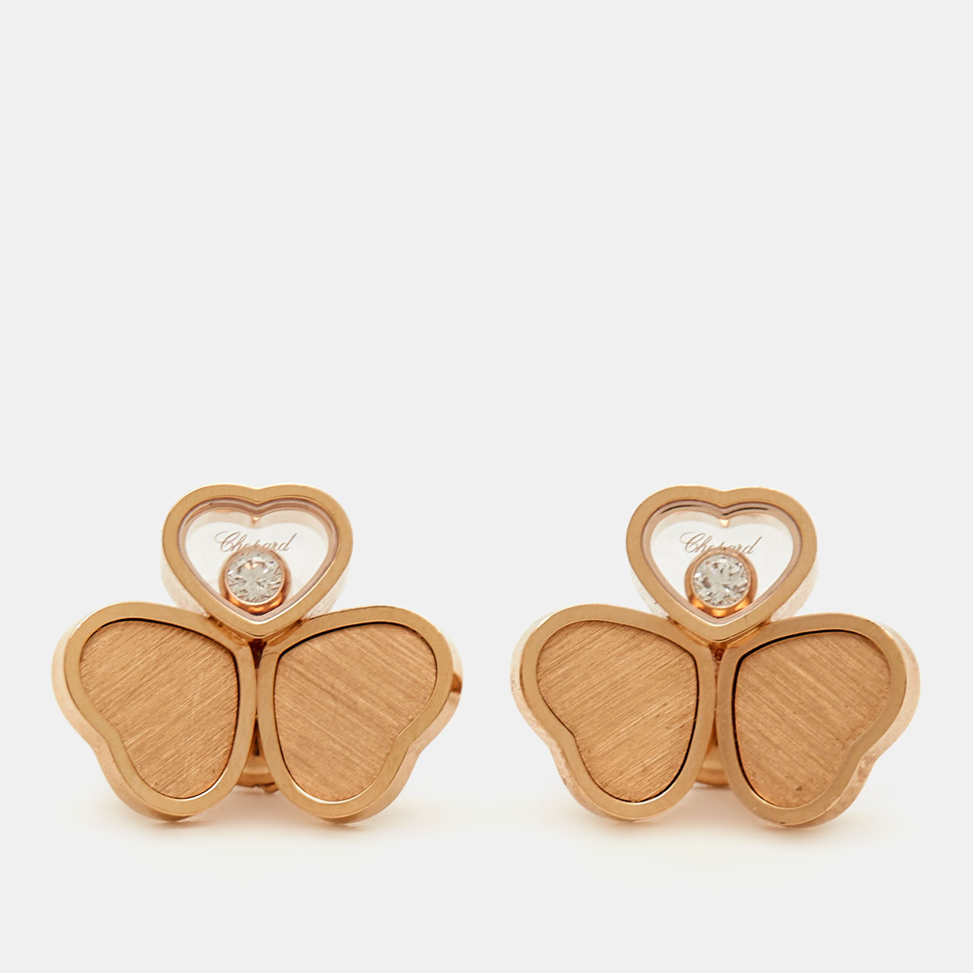 Chopard Happy Hearts Diamond 18k Rose Gold Earrings