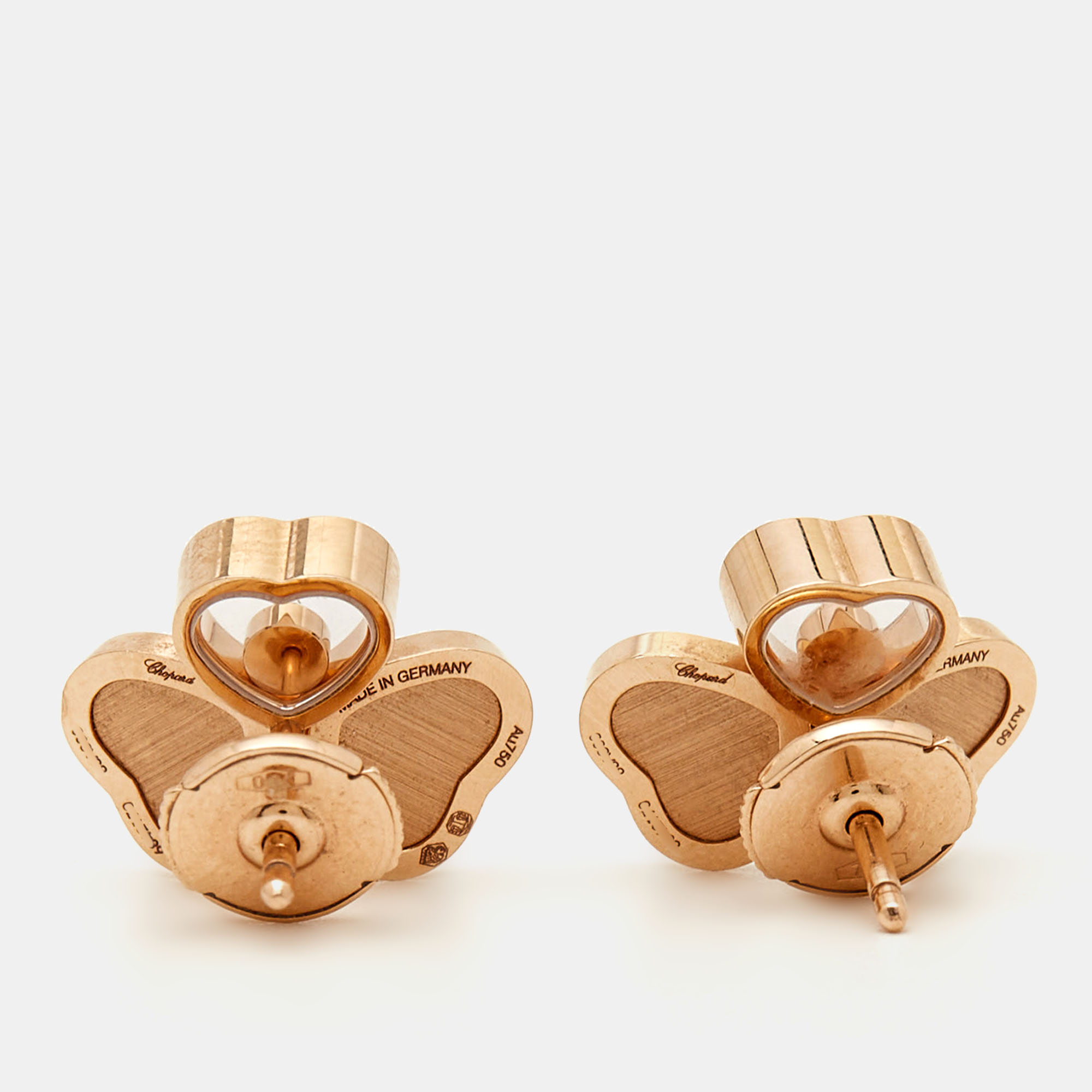 Chopard Happy Hearts Diamond 18k Rose Gold Earrings