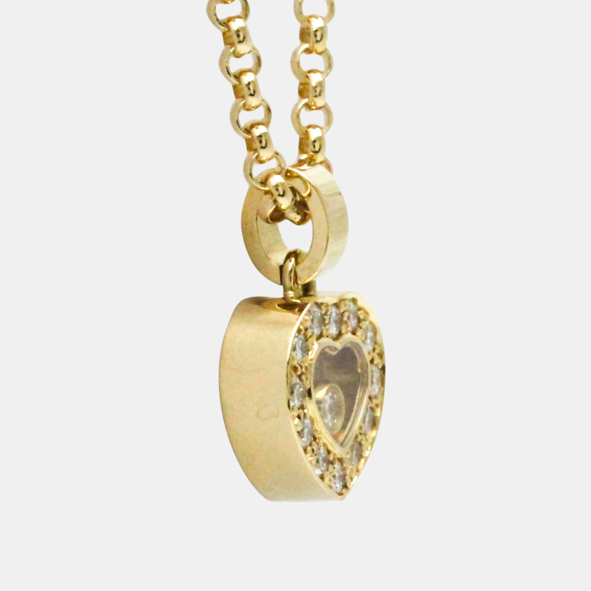 Chopard 18K Yellow Gold And Diamond Happy Diamonds Icon Heart Pendant Necklace