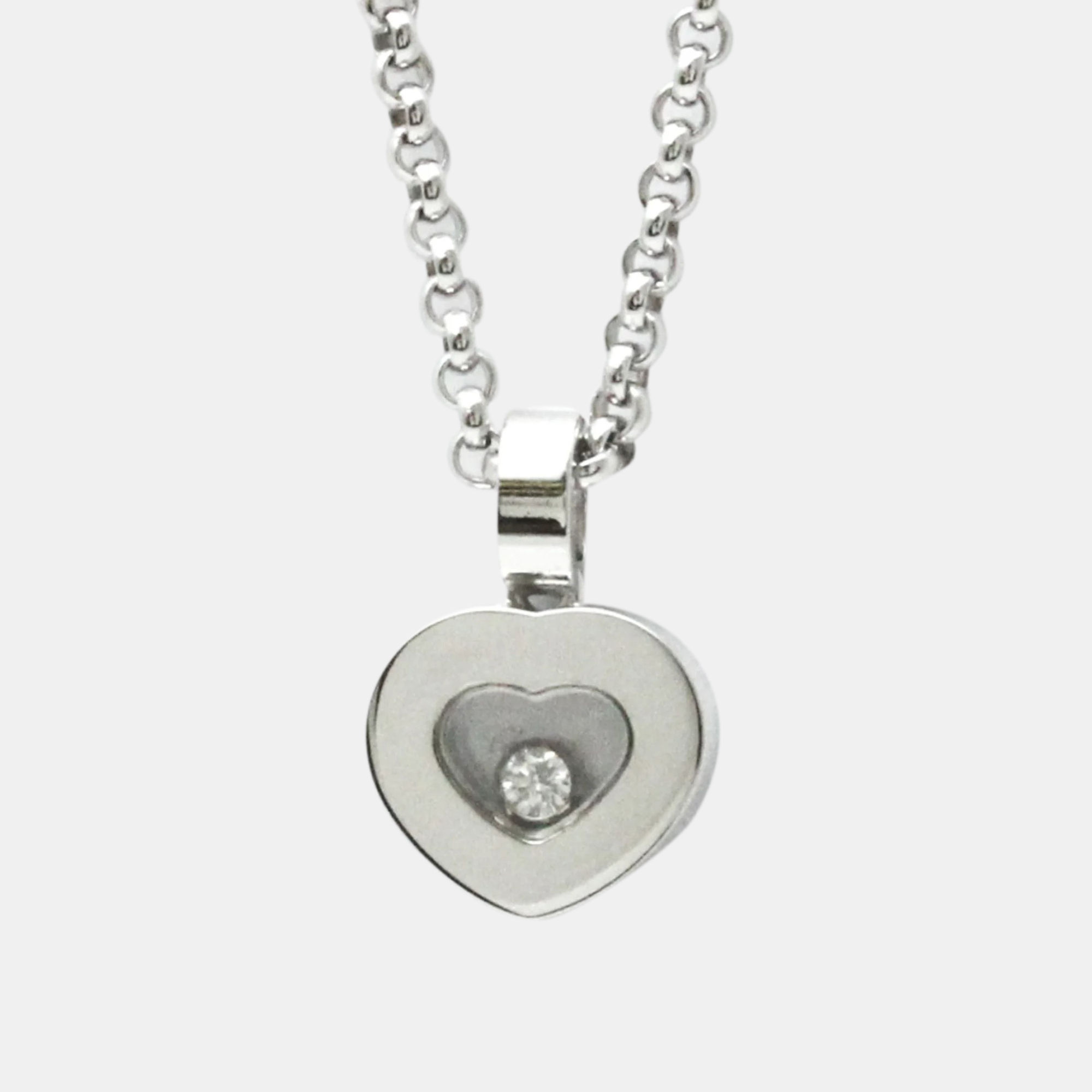 Chopard 18K White Gold And Diamond Happy Heart Pendant Necklace