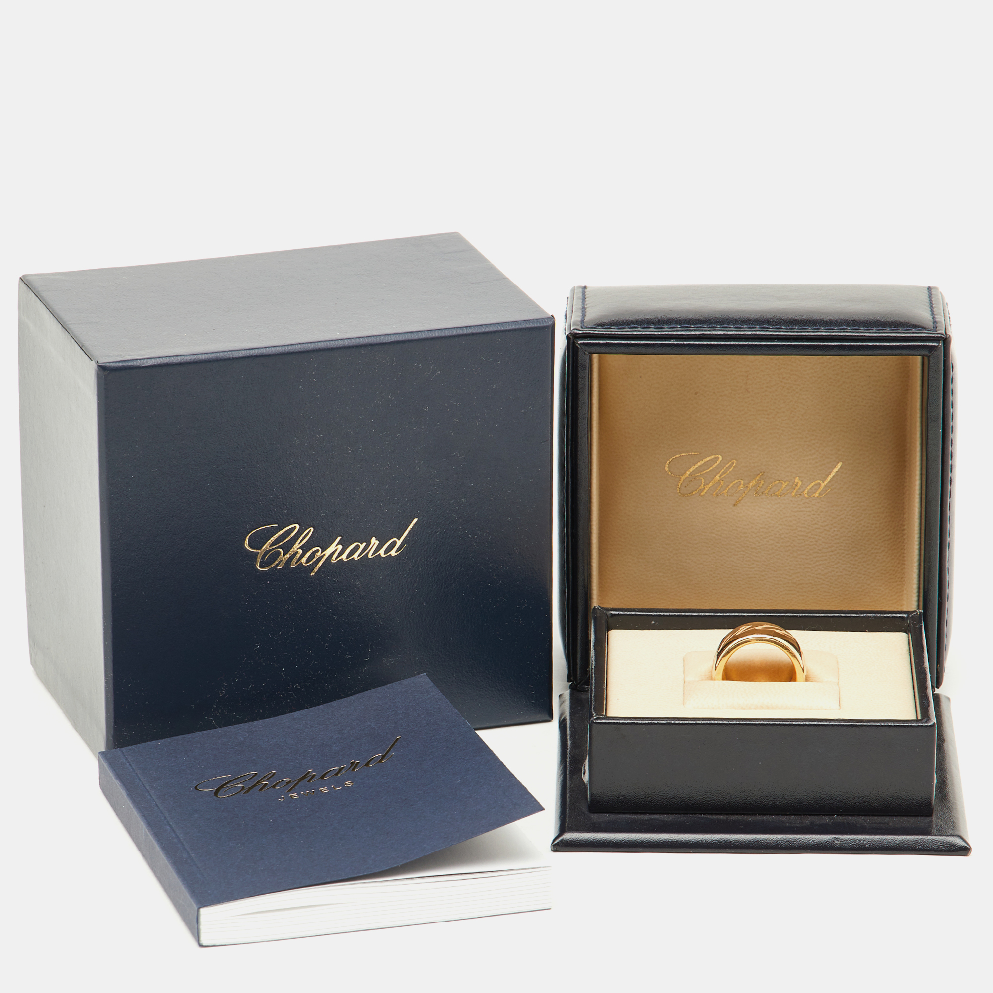 Chopard Chopardissimo Revolving Signature 18k Rose Gold Wide Band Ring Size 52