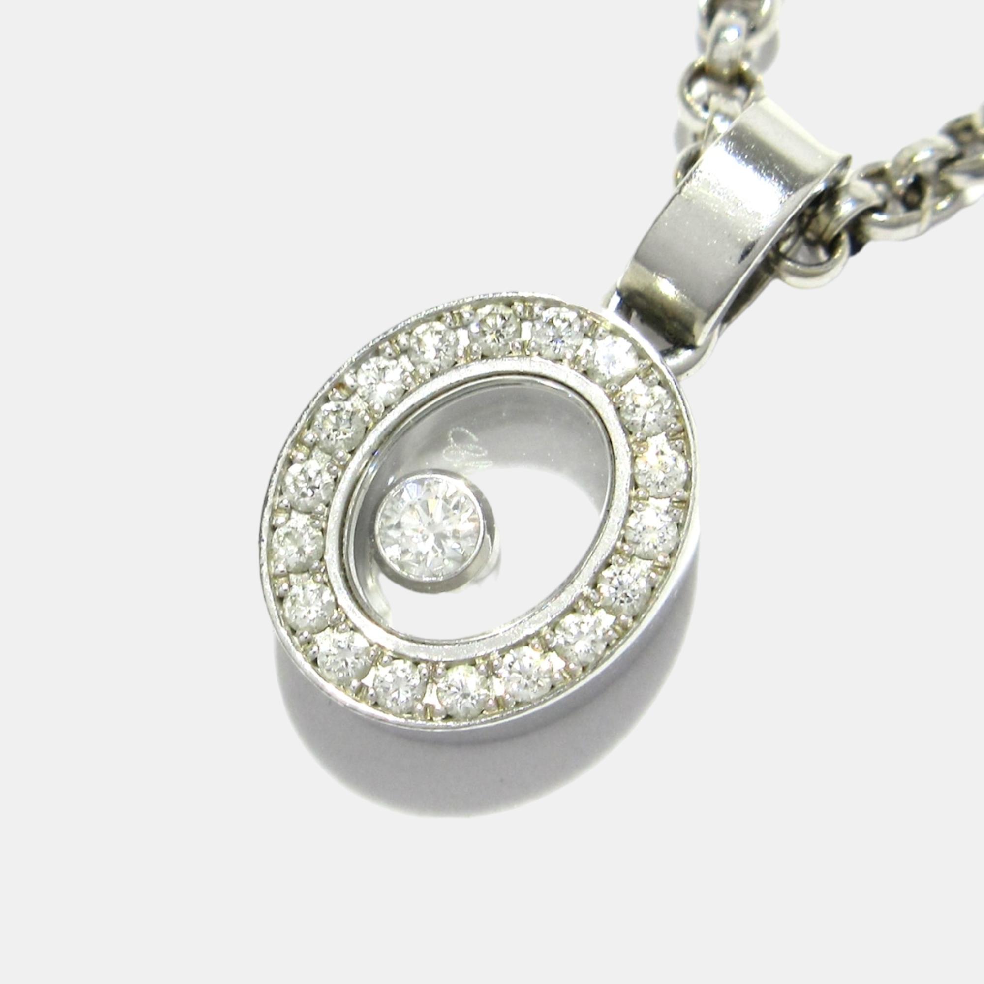 Chopard 18k white gold happy diamonds necklace