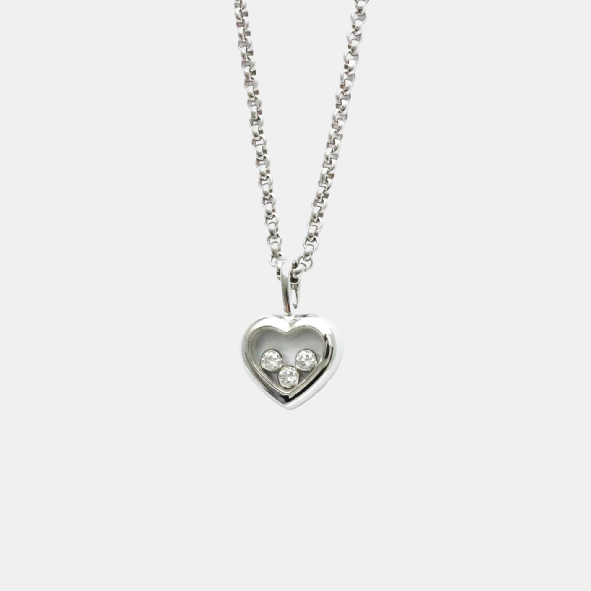 Chopard 18k white gold and diamond happy diamonds pendant necklace