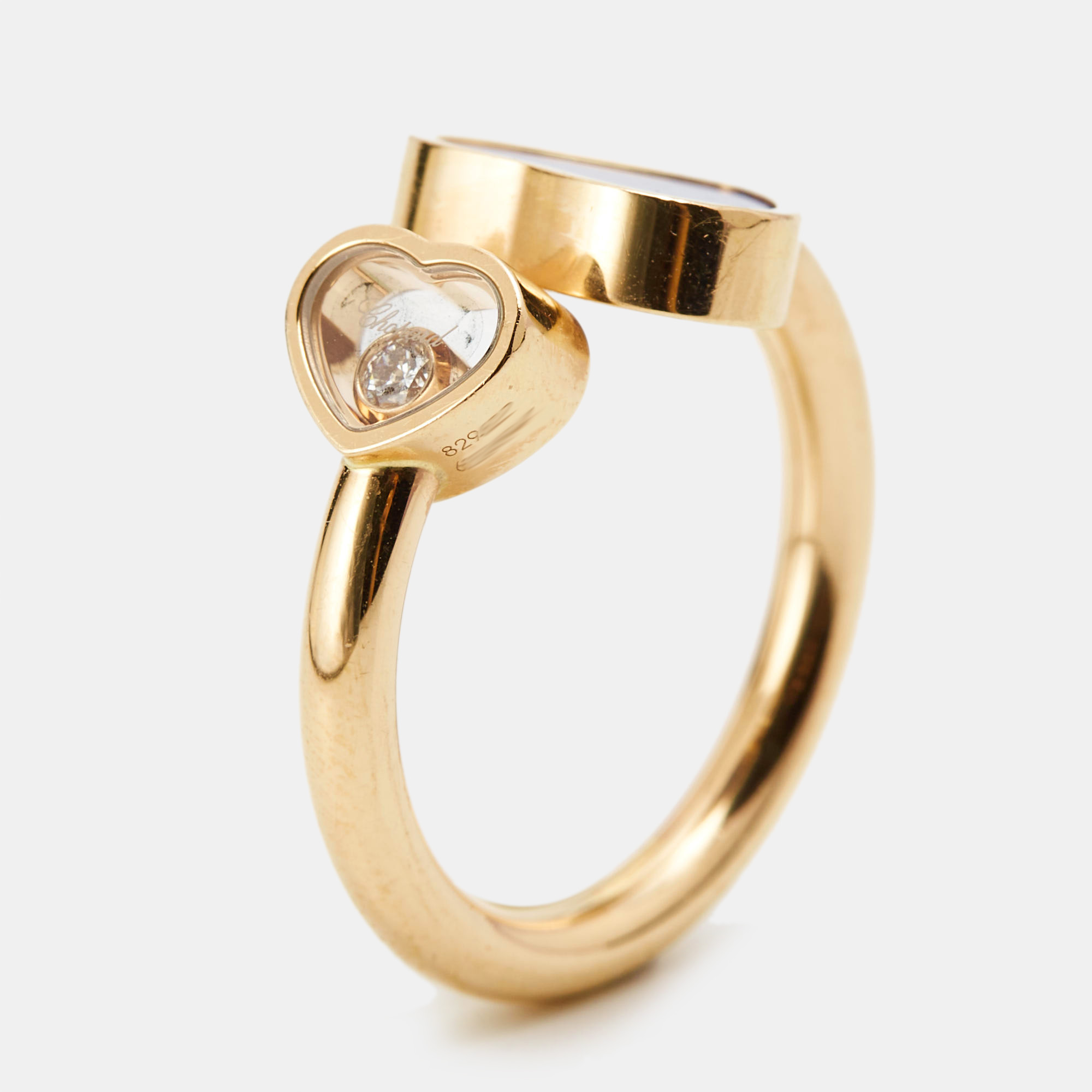 Chopard happy hearts lapiz lazuli diamond 18k rose gold ring size 50