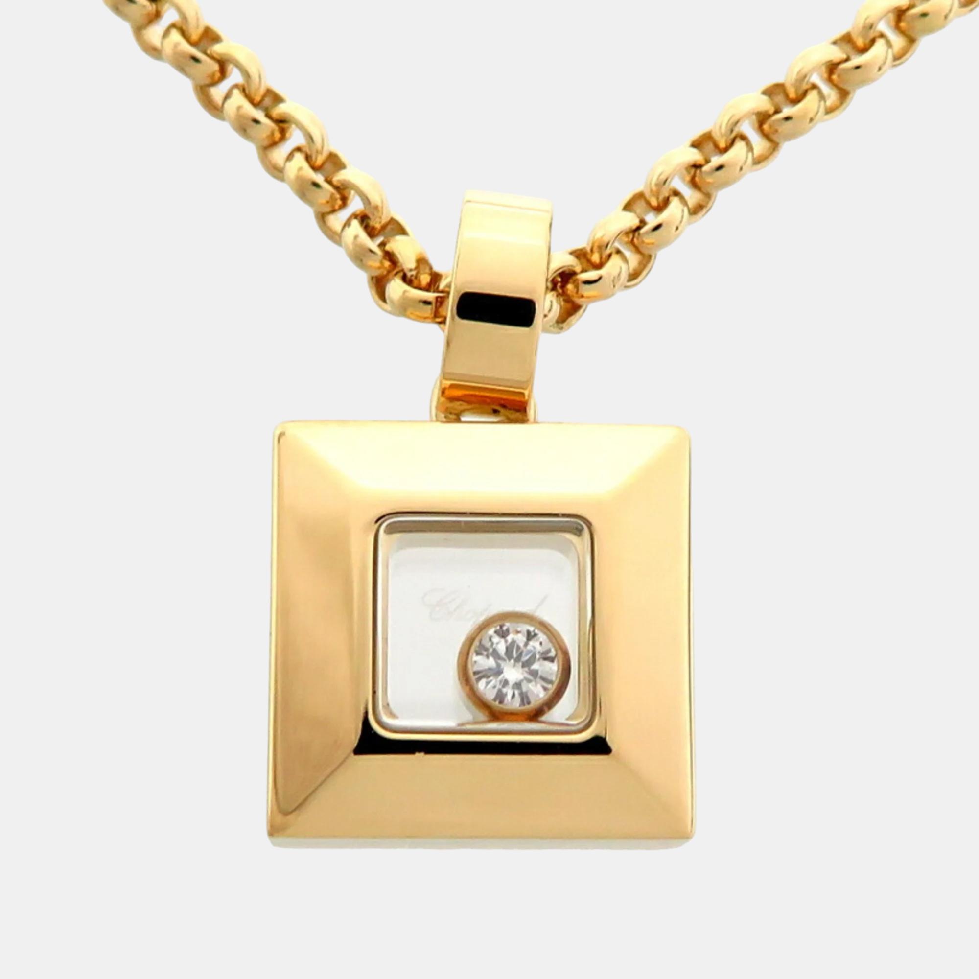 Chopard 18k yellow gold and diamond happy diamonds pendant necklace