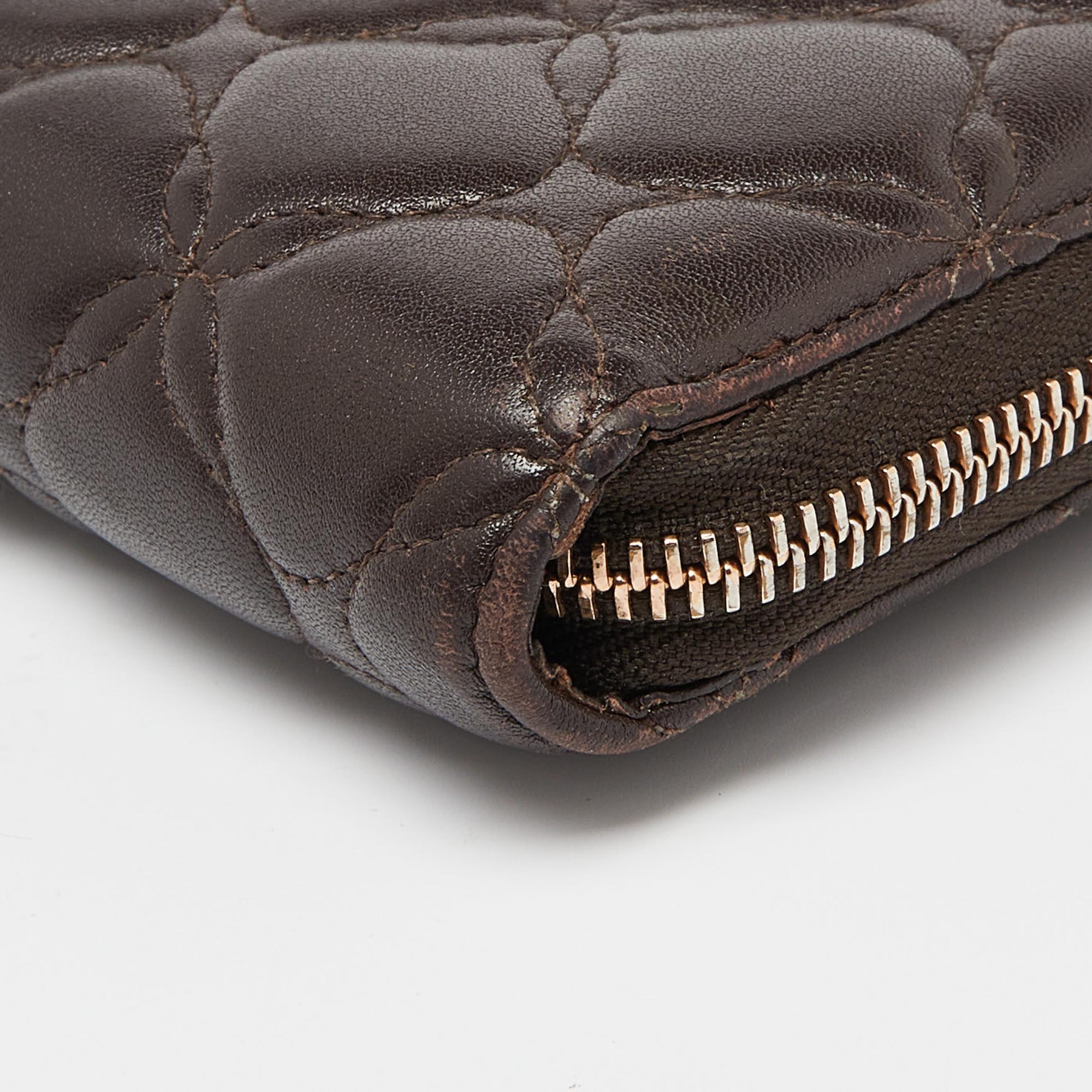 Chopard Brown Quilted Leather Zip Around Wallet