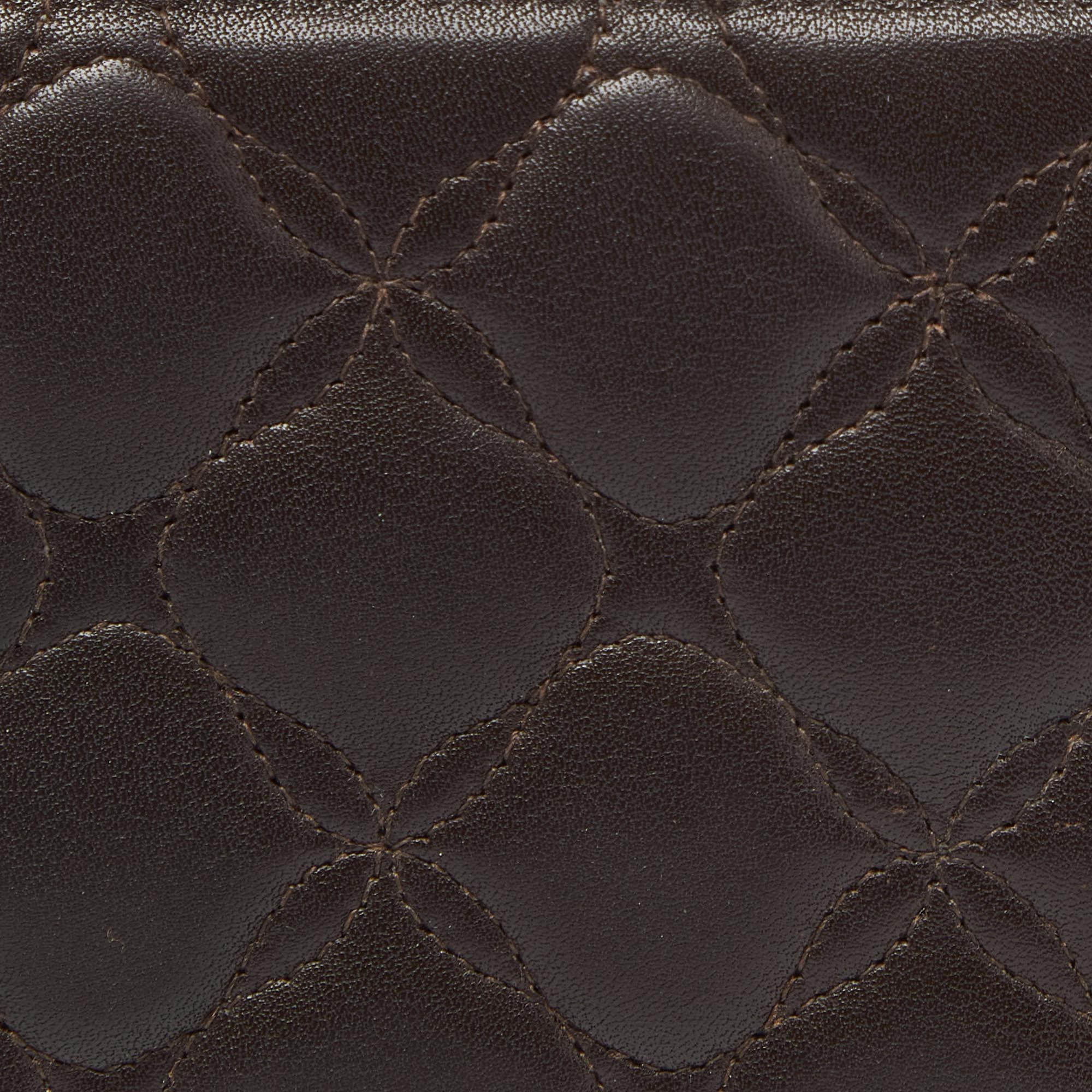 Chopard Brown Quilted Leather Zip Around Wallet