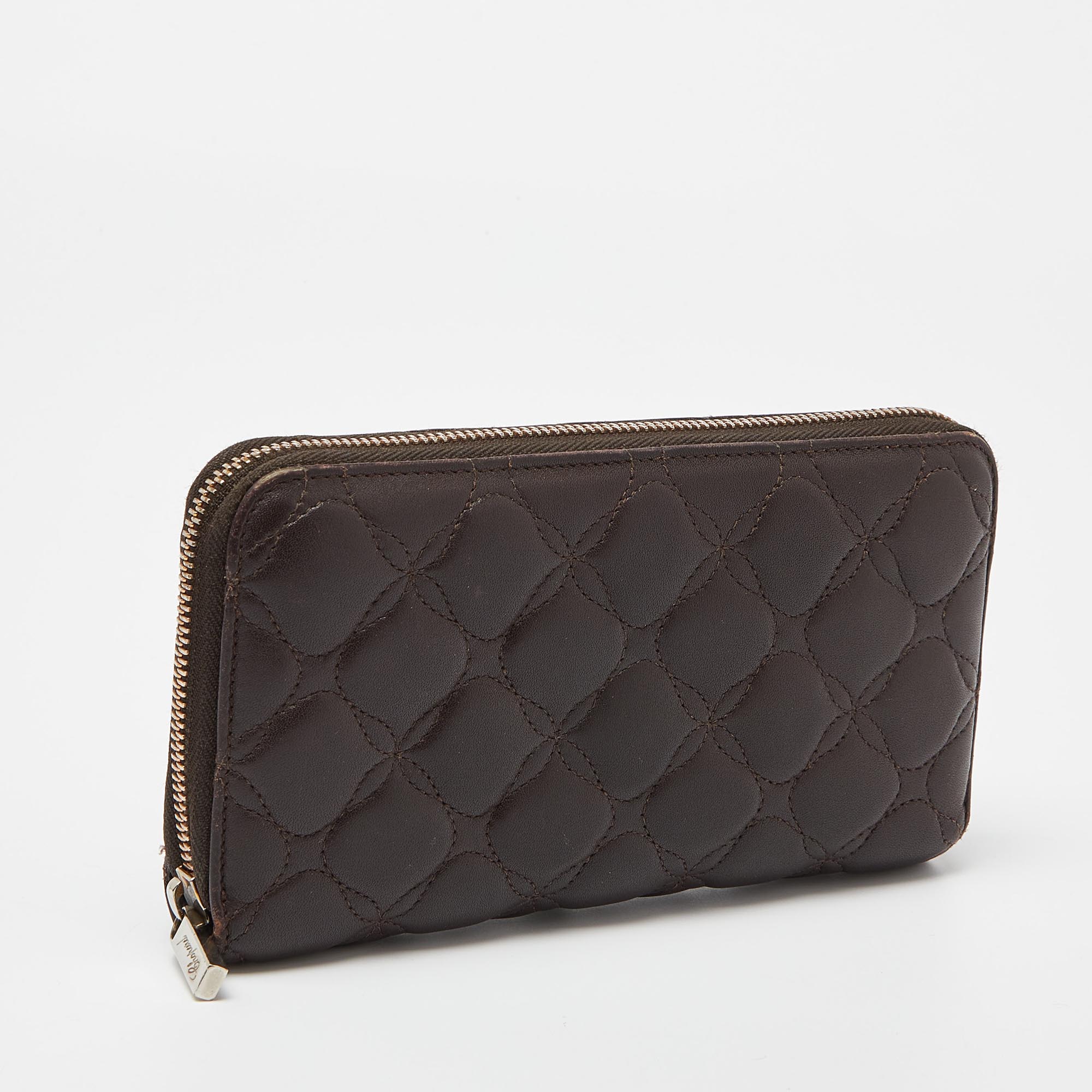 Chopard Brown Quilted Leather Zip Around Wallet