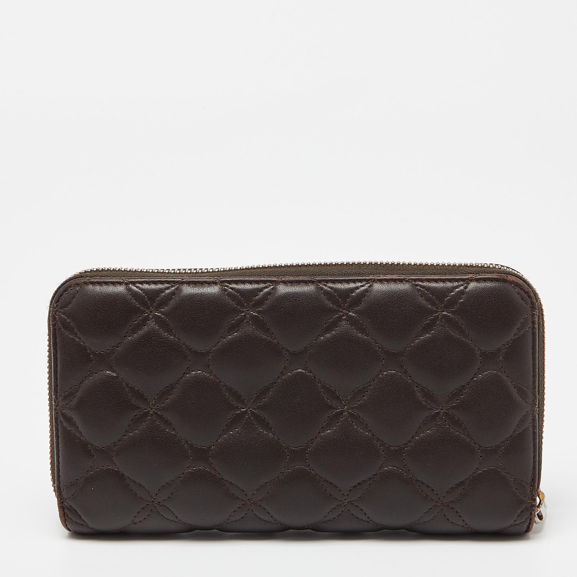 Chopard Brown Quilted Leather Zip Around Wallet