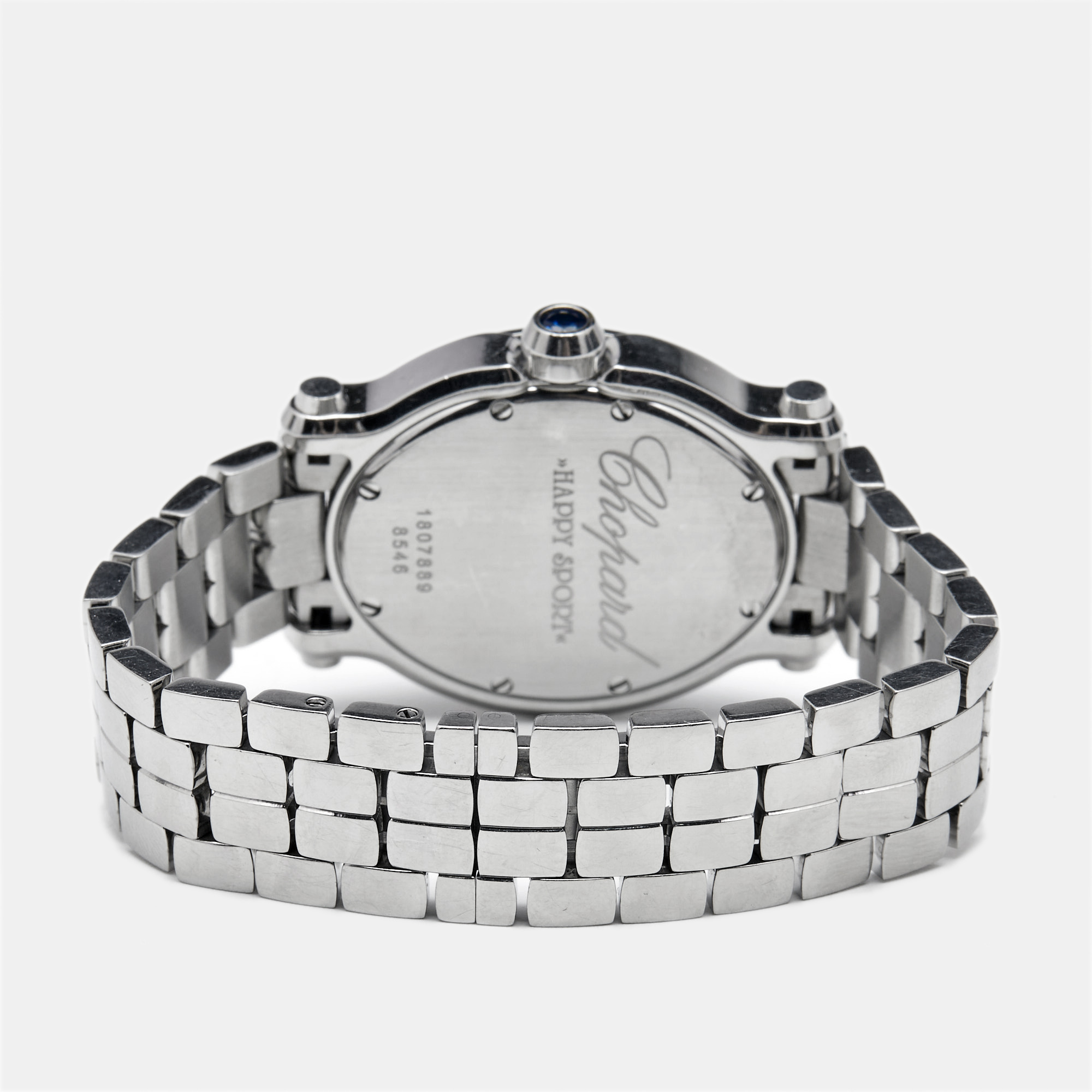 Chopard White Stainless Steel Diamond Happy Sport 8546 Women's Wristwatch 30 Mm