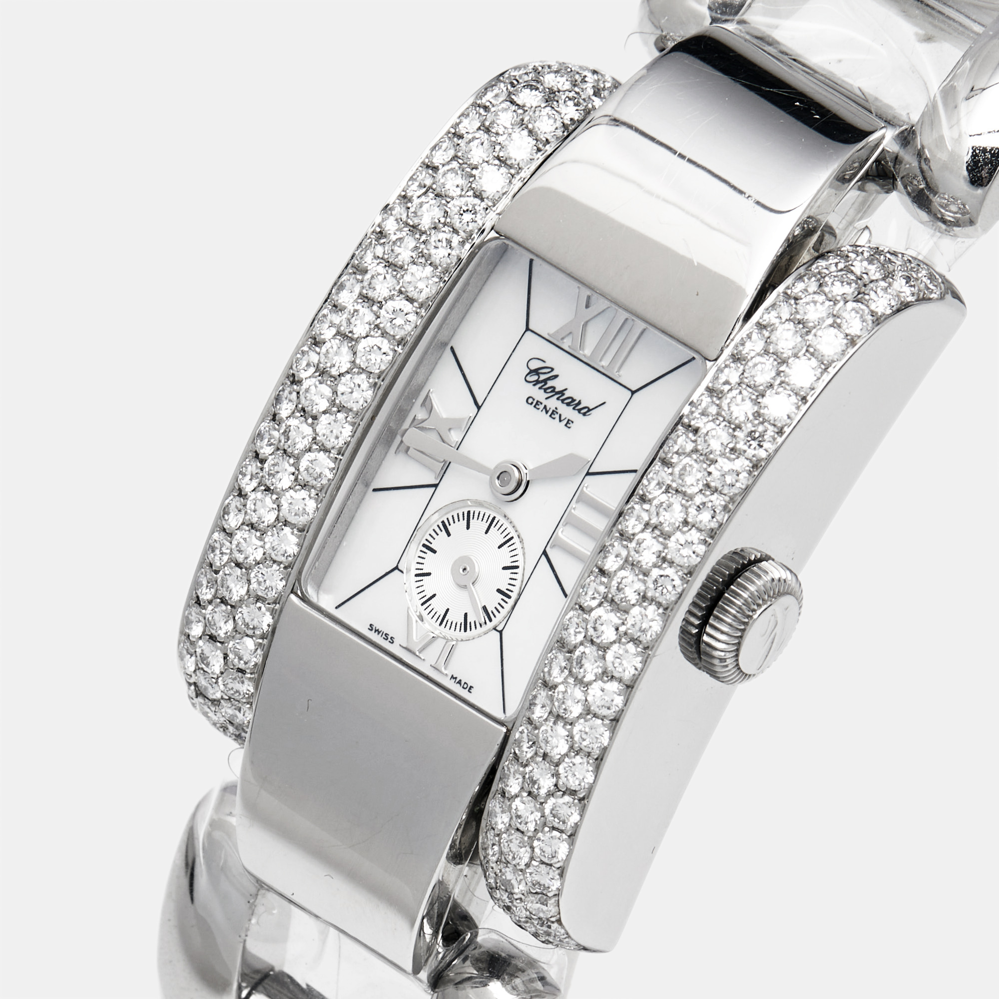 Chopard White Mother Of Pearl Stainless Steel Diamond La Strada 41/8380 Women's Wristwatch 24 Mm