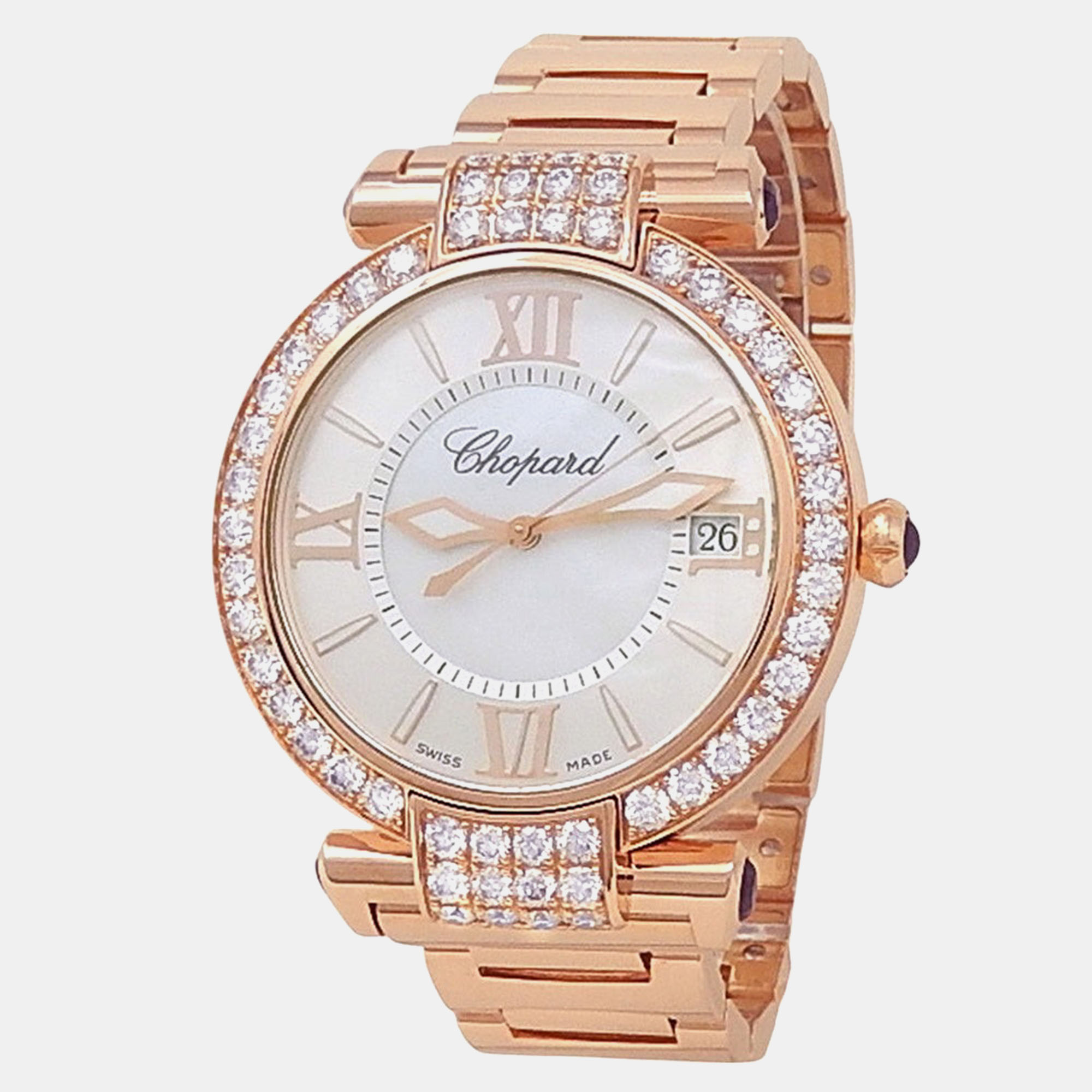 Chopard Imperiale 384241-5004 Automatic Silver 18k Rose Gold Mother of Pearl Women's Wristwatch 40 mm
Chopard Imperiale 384241-5004 Automatic Silver 18k Rose Gold Mother of Pearl Women's Wristwatch 40 mm
