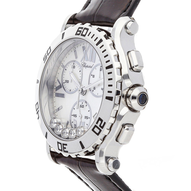 

Chopard MOP Diamonds Stainless Steel Happy Sport Chronograph, White