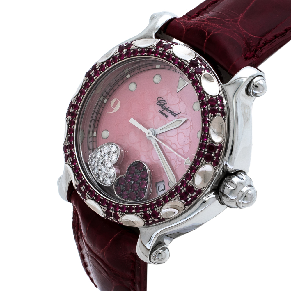 Chopard Pink Mother Of Pearl Stainless Steel Pink Ruby Diamond Happy Sport, Red
Chopard Pink Mother Of Pearl Stainless Steel Pink Ruby Diamond Happy Sport, Red