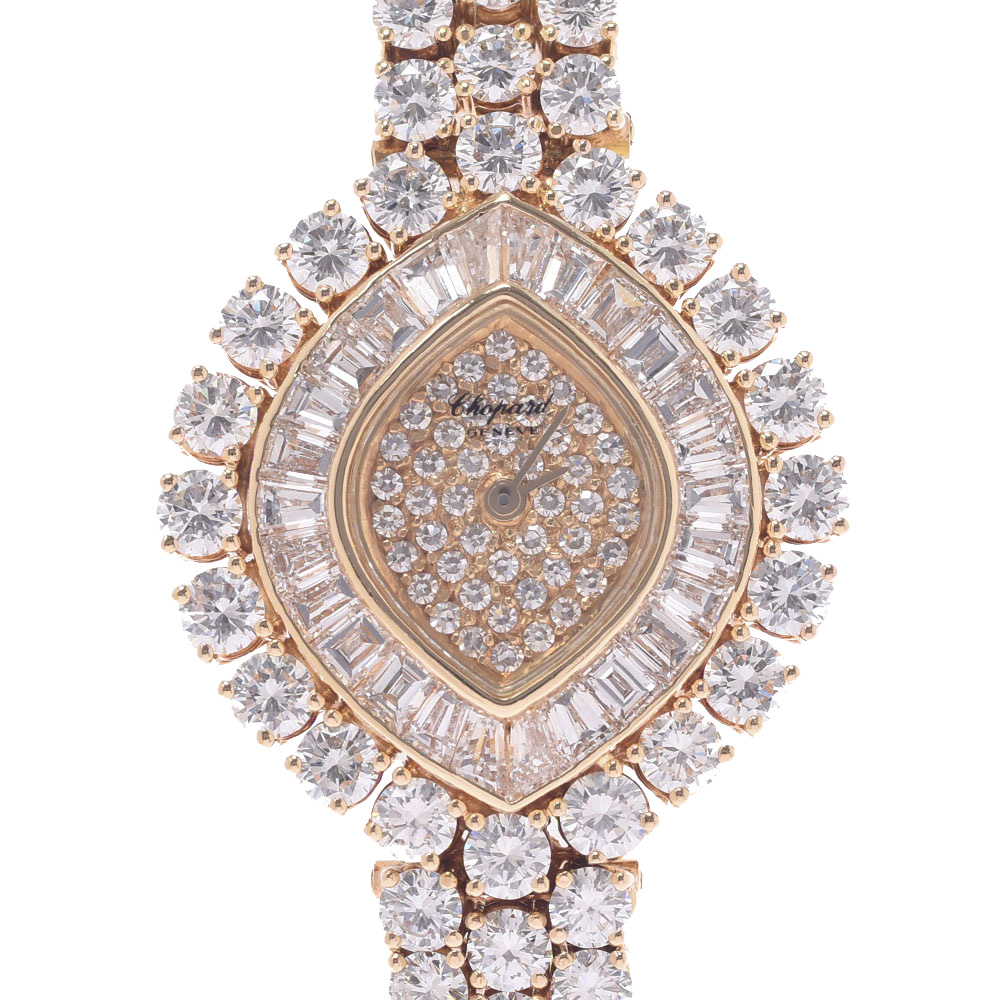 Chopard Silver Diamonds 18K Yellow Gold 10/5741-1 Vintage Women's Wristwatch 25 MM