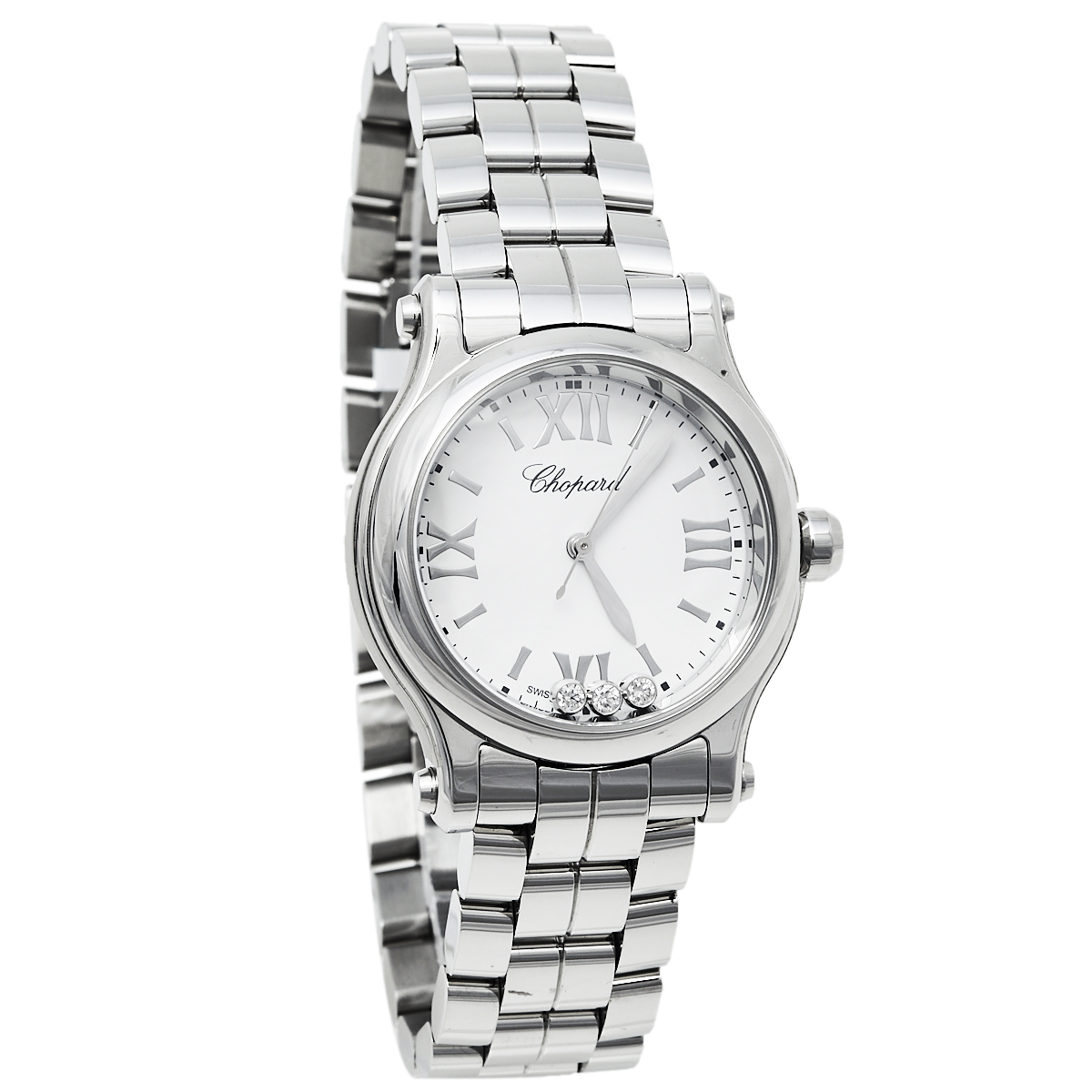 Chopard White Stainless Steel Happy Sport 8590 Women's Wristwatch 30mm