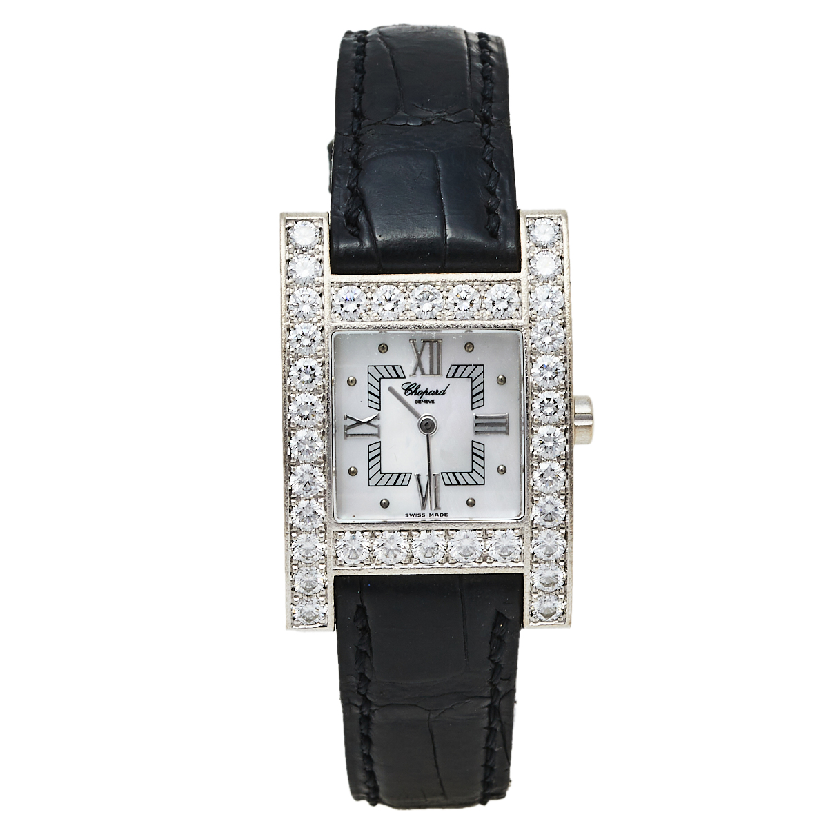 Chopard Mother Of Pearl 18K White Gold H Diamond 13/6621 Women's Wristwatch 24 mm