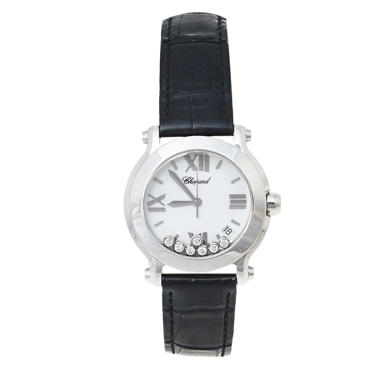 Chopard White Stainless Steel Diamonds Happy Sport 278475-3001 Women's Wristwatch 36 mm