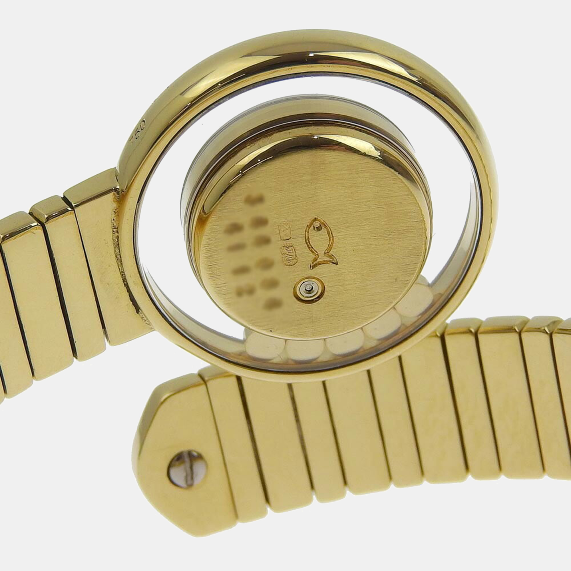 Chopard White Diamond 18k Yellow Gold Happy Diamonds Quartz Women's Wristwatch 21 Mm