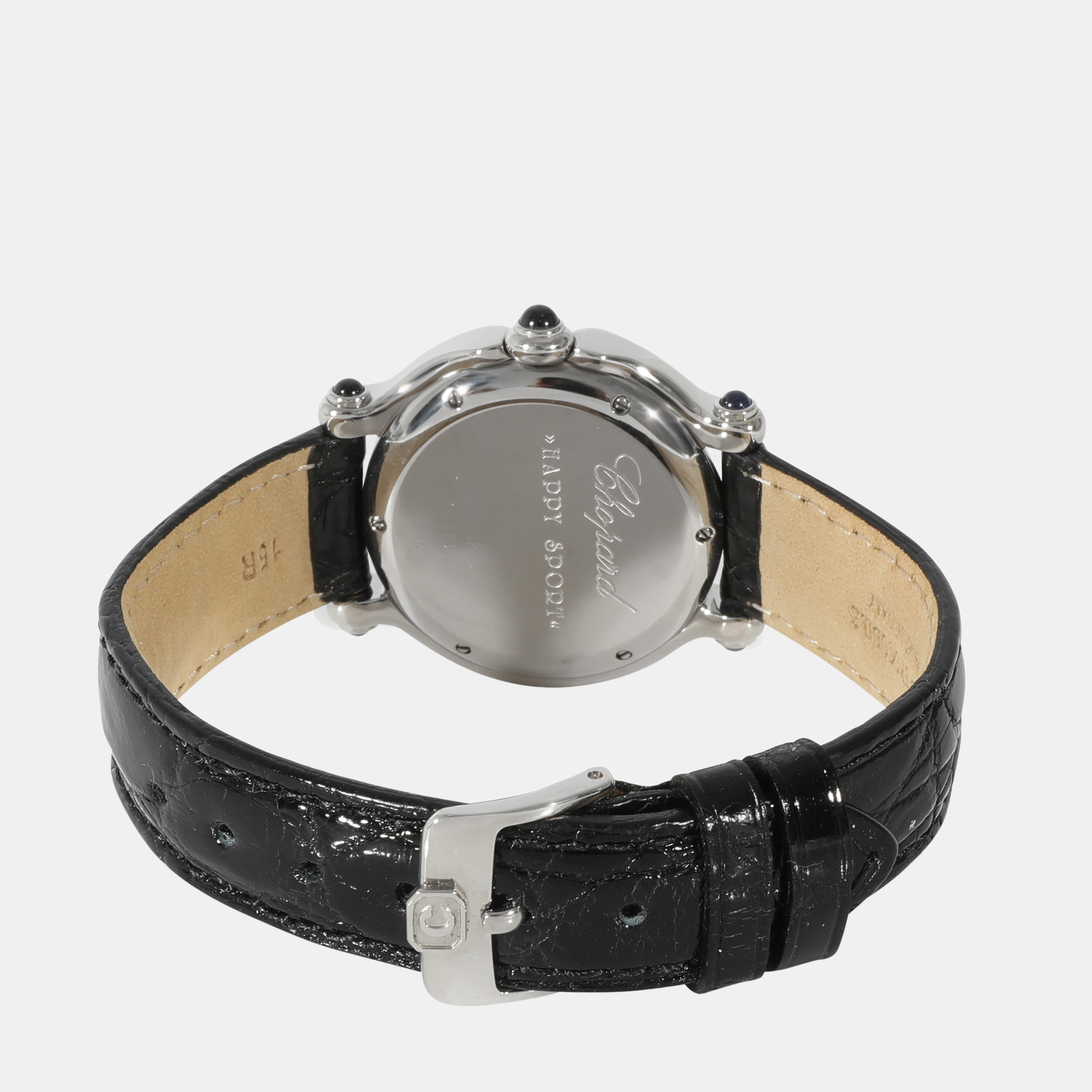 Chopard Black Diamond Stainless Steel Happy Sport 27/8238-23 Quartz Women's Wristwatch 32 Mm
