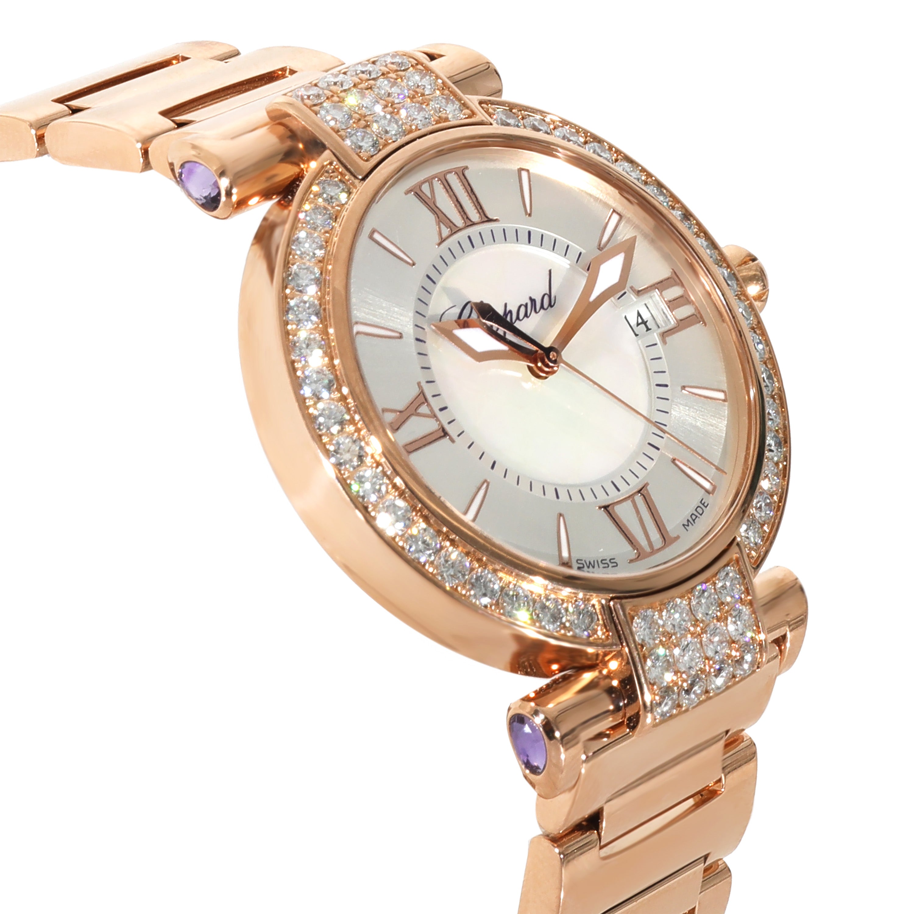 Chopard Silver Diamonds 18K Rose Gold Imperiale 384221-5004 Women's Wristwatch 36 Mm