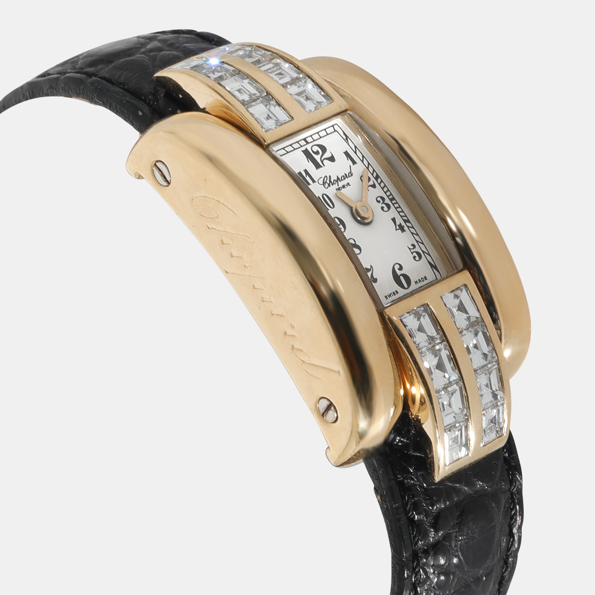 Chopard Silver Diamonds 18K Yellow Gold La Strada 41/6614-20/8 Automatic Women's Wristwatch 18.5 Mm