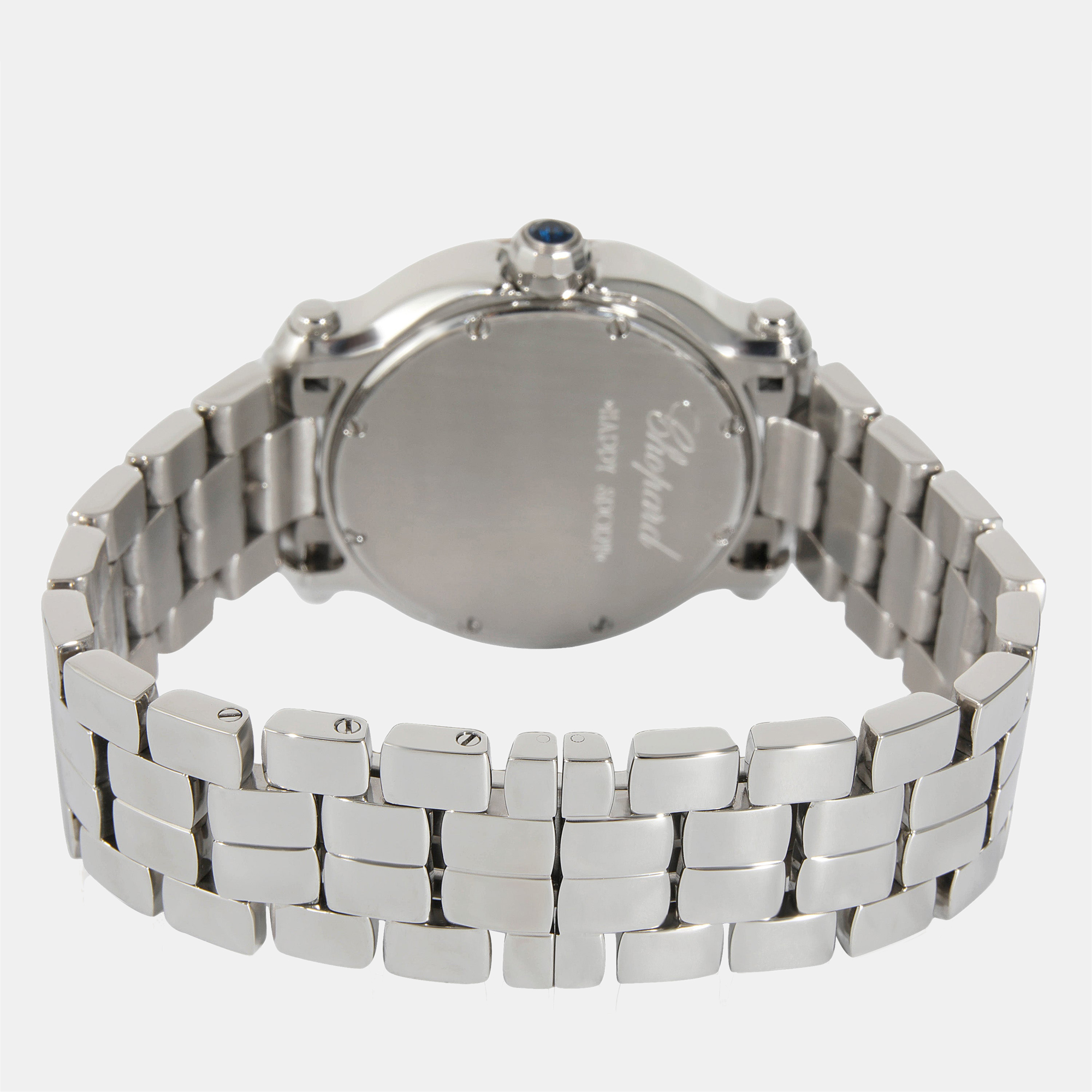 Chopard MOP Diamonds 18K White Gold And Stainless Steel Happy Sport 6408 Women's Wristwatch 36 Mm