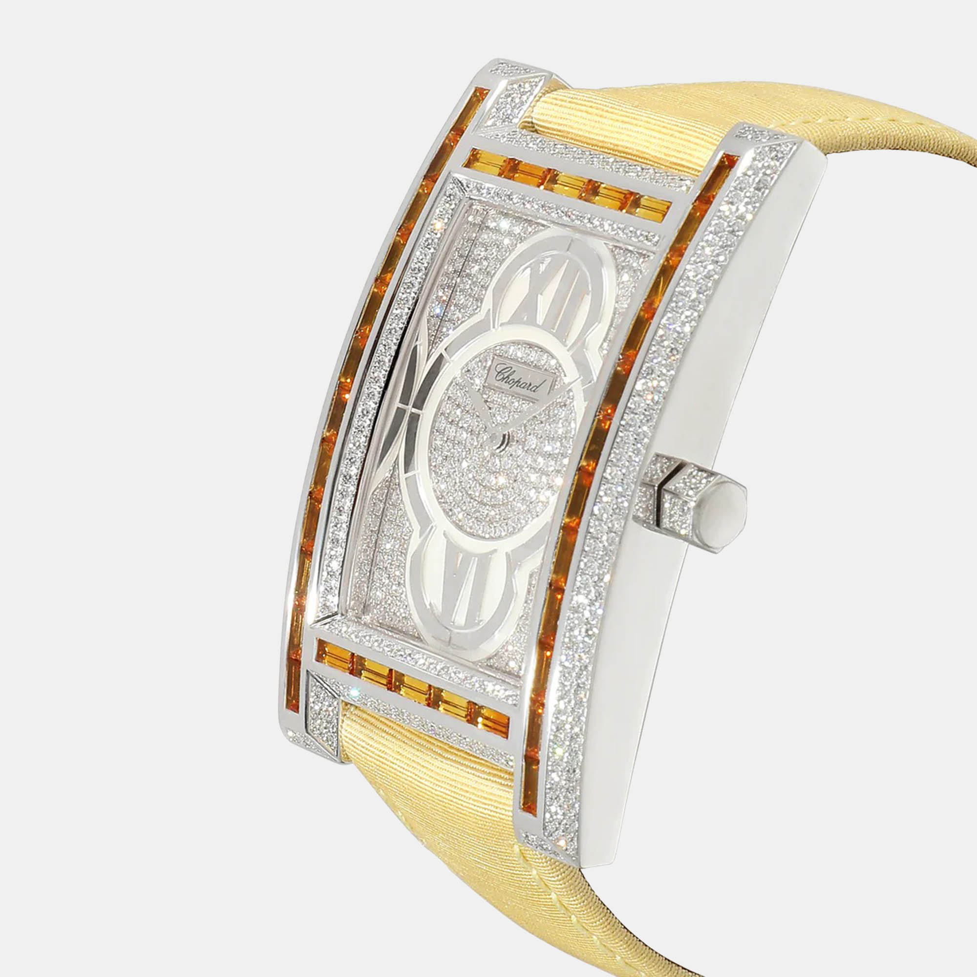 Chopard Silver Diamond White Gold Classic 17/3560/8-02 Quartz Women's Wristwatch 32 Mm