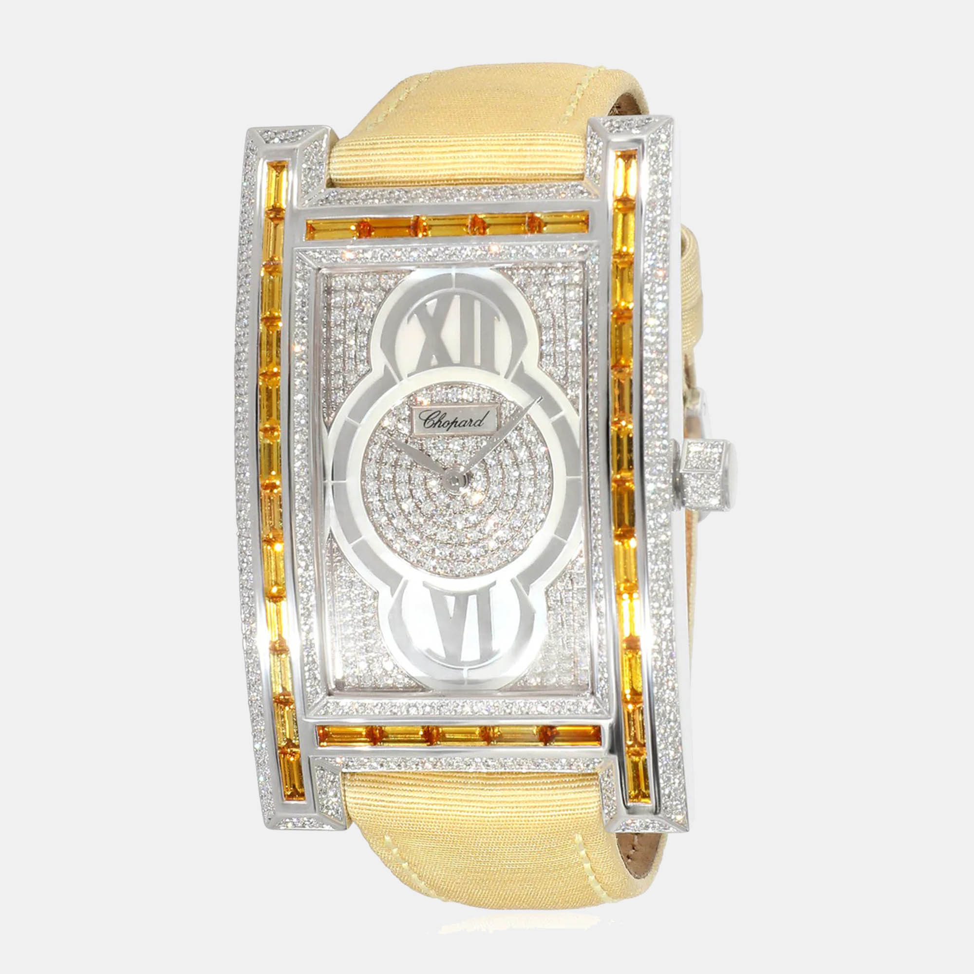 Chopard Silver Diamond White Gold Classic 17/3560/8-02 Quartz Women's Wristwatch 32 Mm