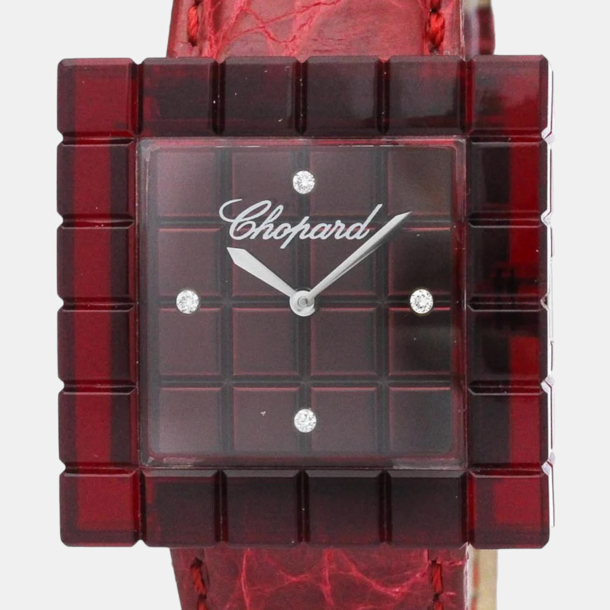 Chopard Red Stainless Steel Ice Cube 12/7780 Quartz Women's Wristwatch 32 Mm