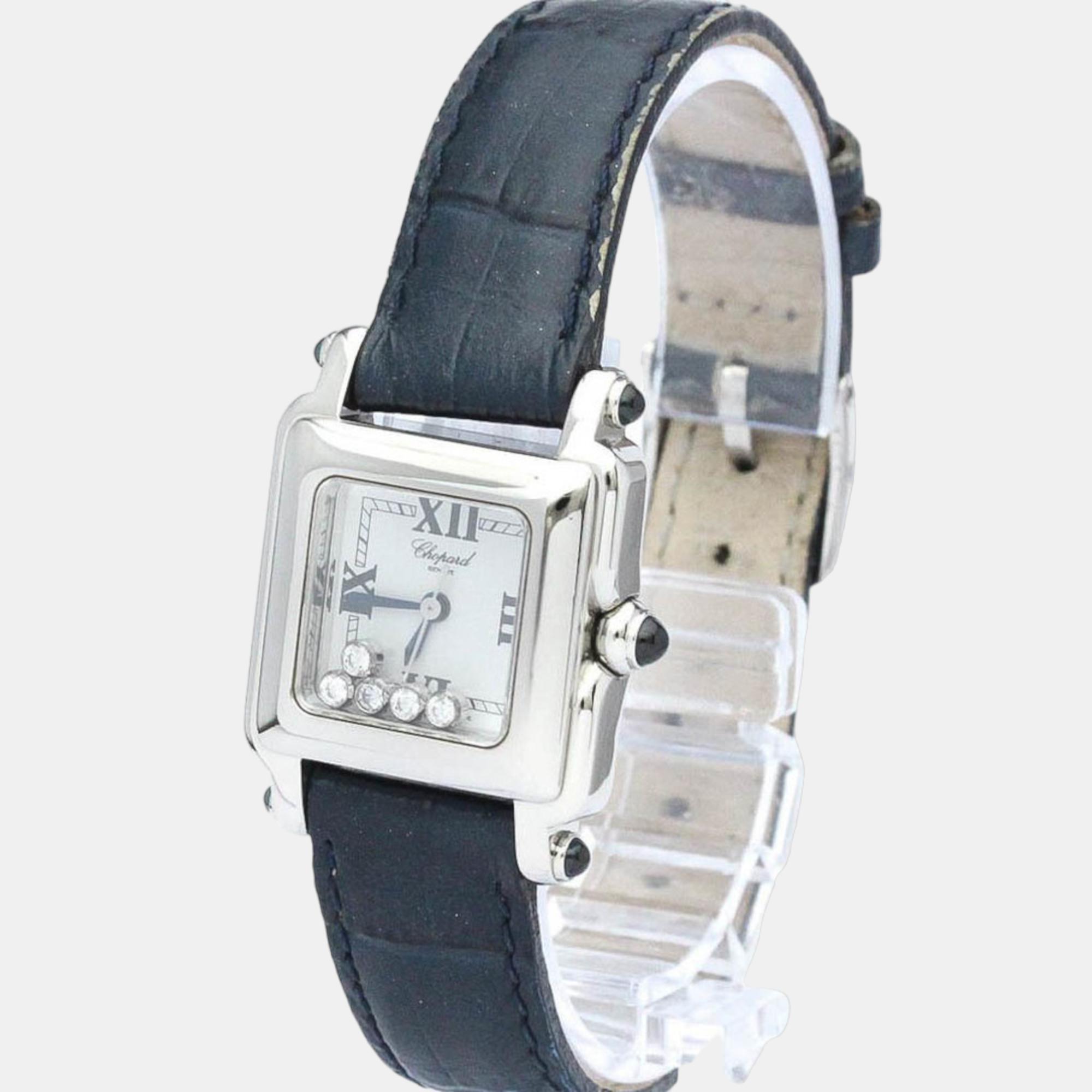 Chopard White Diamond Stainless Steel Happy Sport 27/8892-23 Quartz Women's Wristwatch 23 Mm