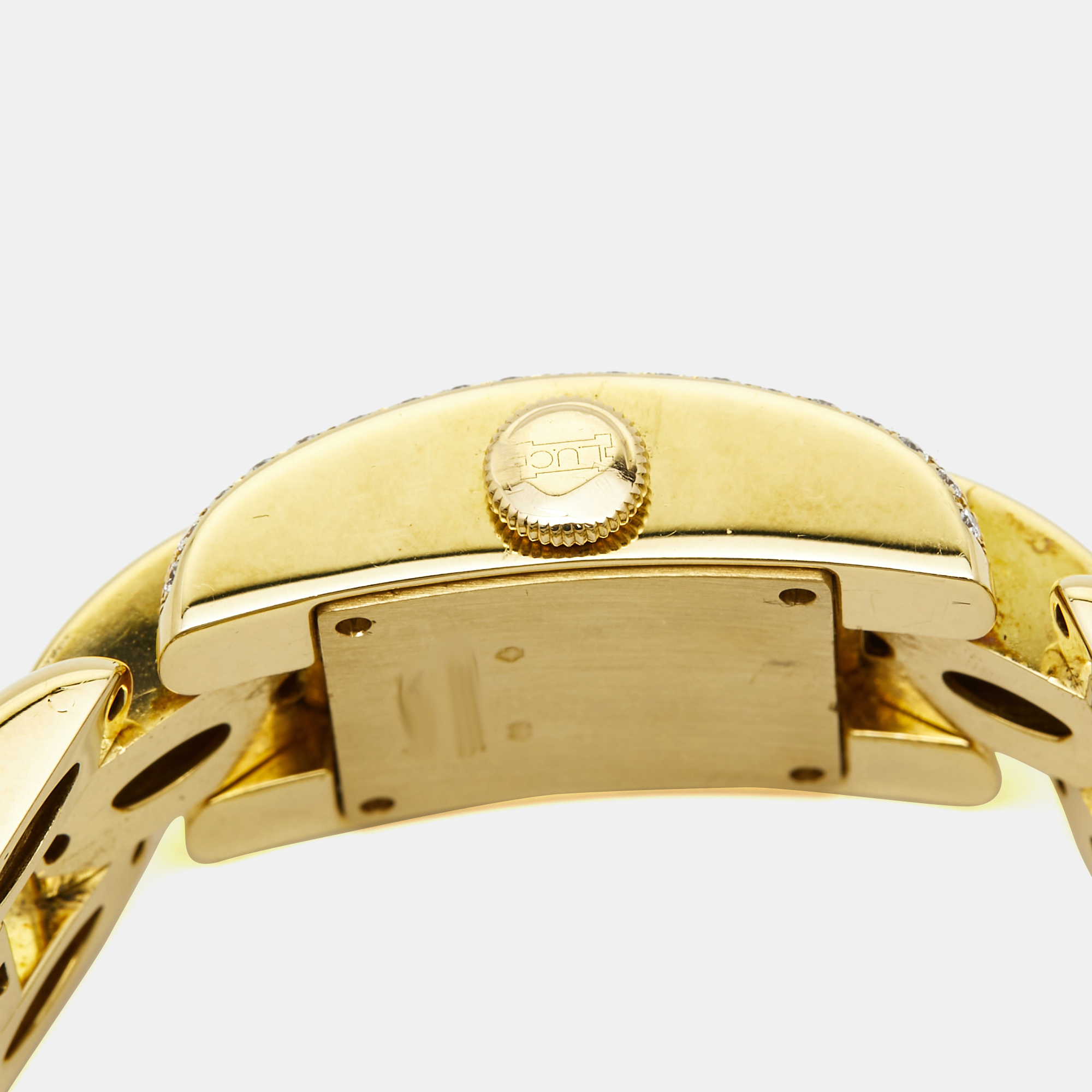 Chopard White 18K Yellow Gold Diamond La Strada 4331 Women's Wristwatch 18 Mm