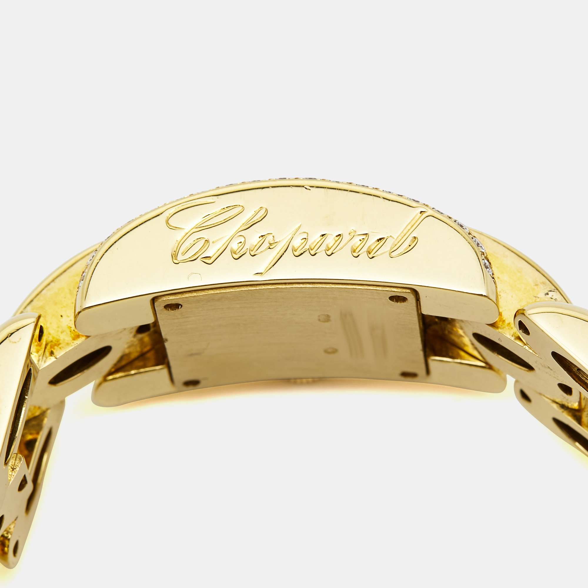 Chopard White 18K Yellow Gold Diamond La Strada 4331 Women's Wristwatch 18 Mm