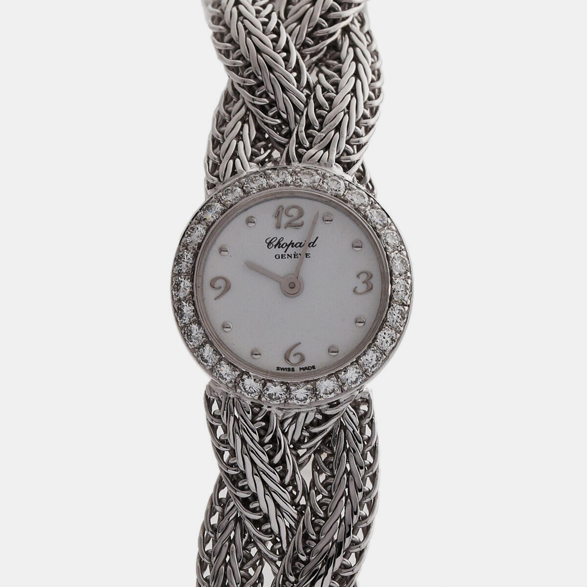 Chopard white 18k white gold quartz women's wristwatch 21.5 mm
