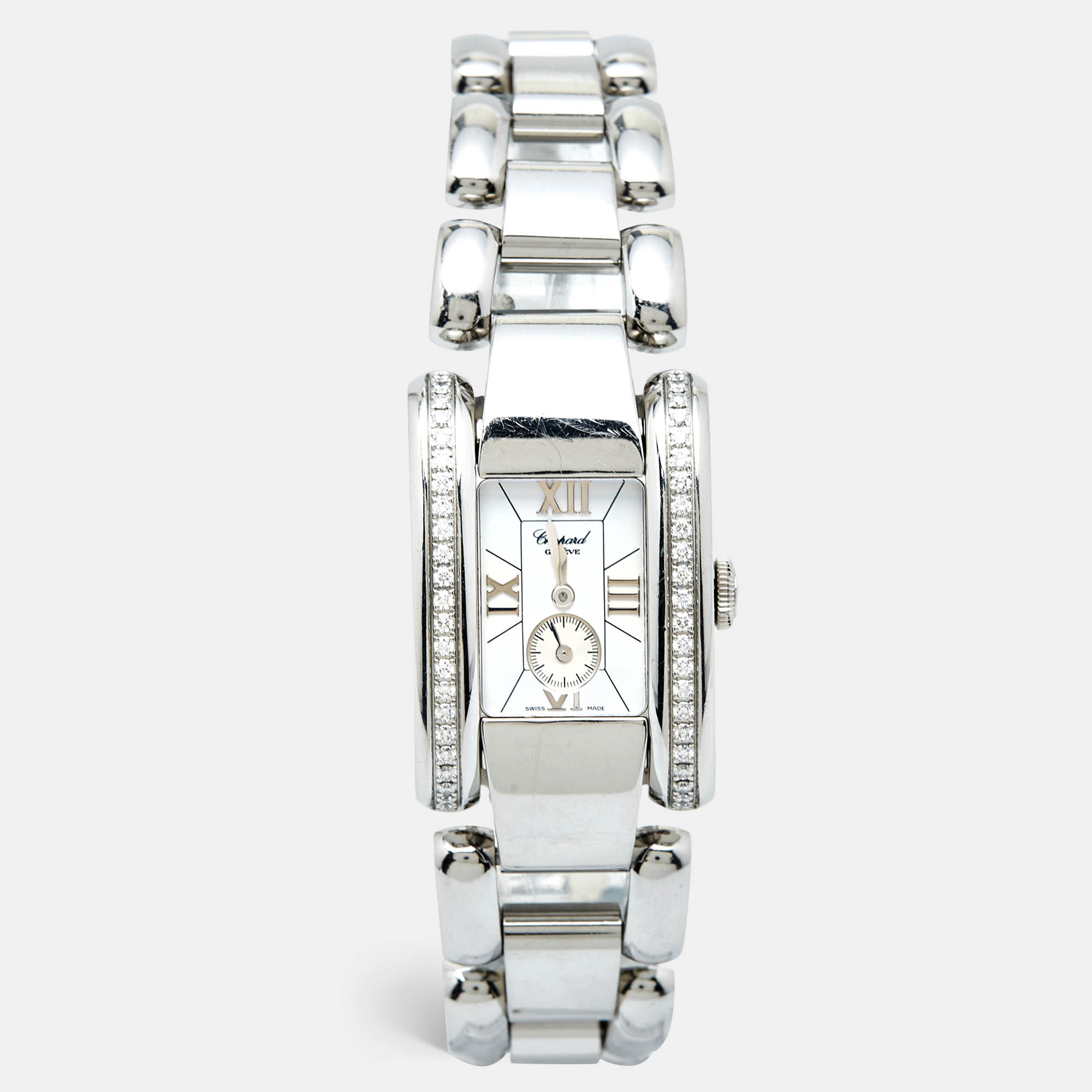Chopard white stainless steel diamond la strada 41/8415 women's wristwatch 23.50 mm