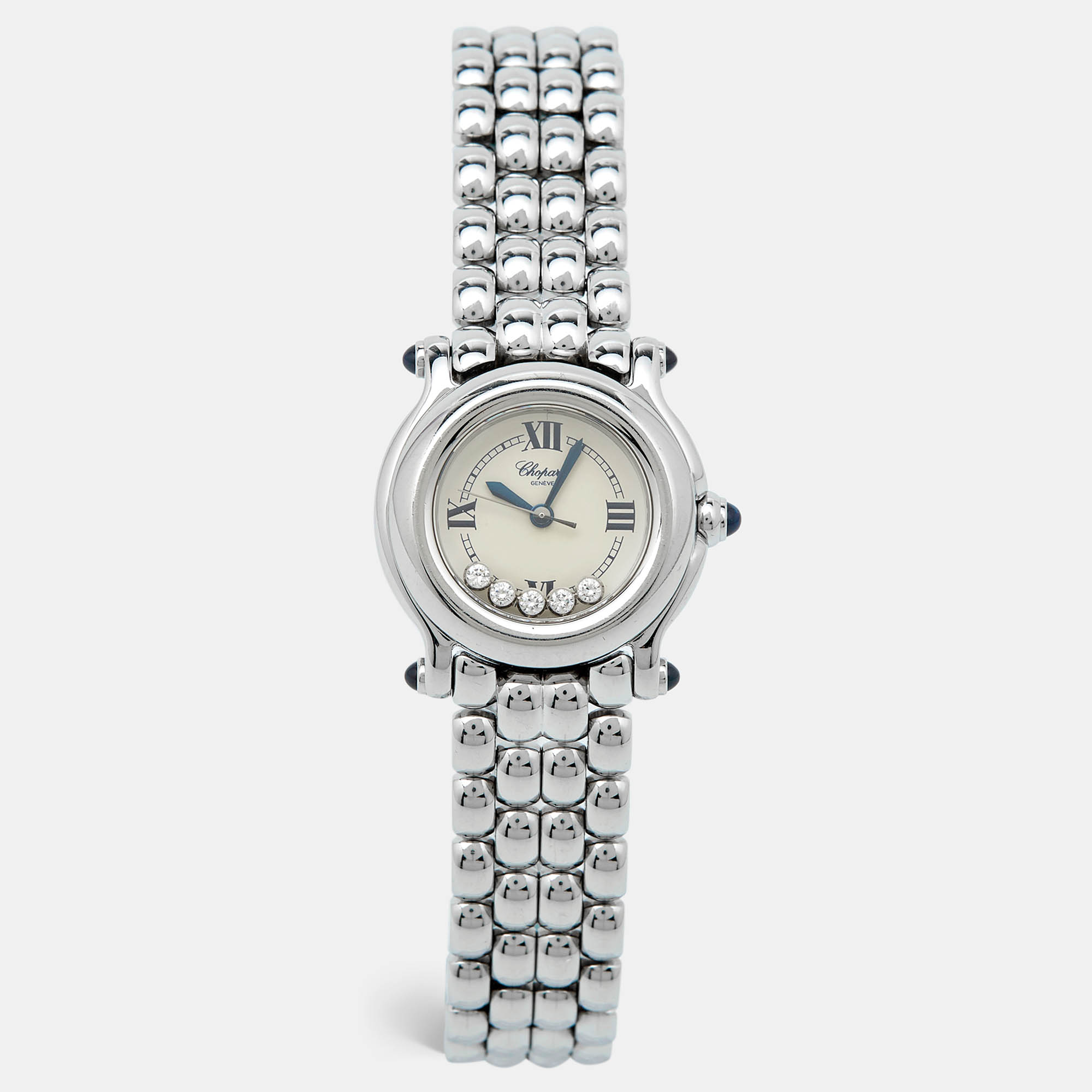 Chopard white diamond stainless steel happy sport 27/8250-23 women's wristwatch 26 mm