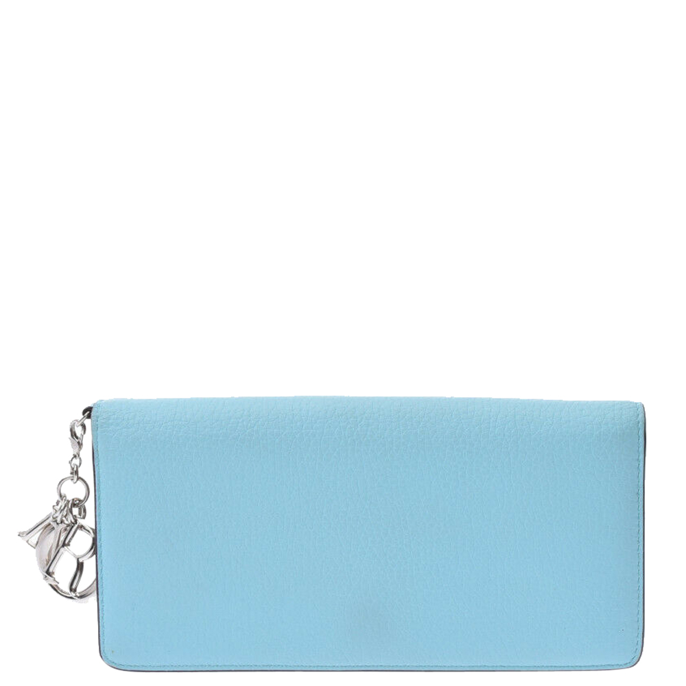 Image of Christian Dior Blue Leather Wallet