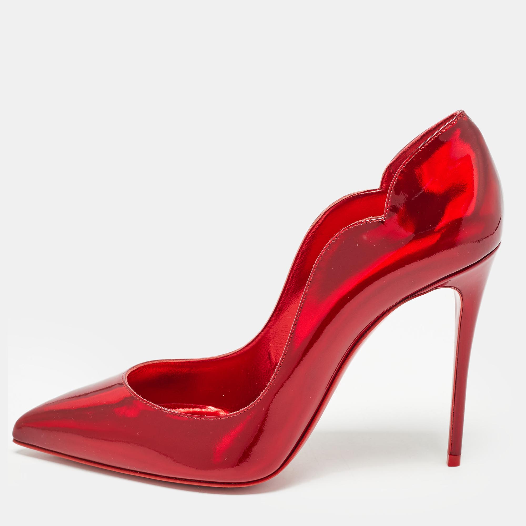 Christian louboutin red patent leather hot chick pumps size 38.5
