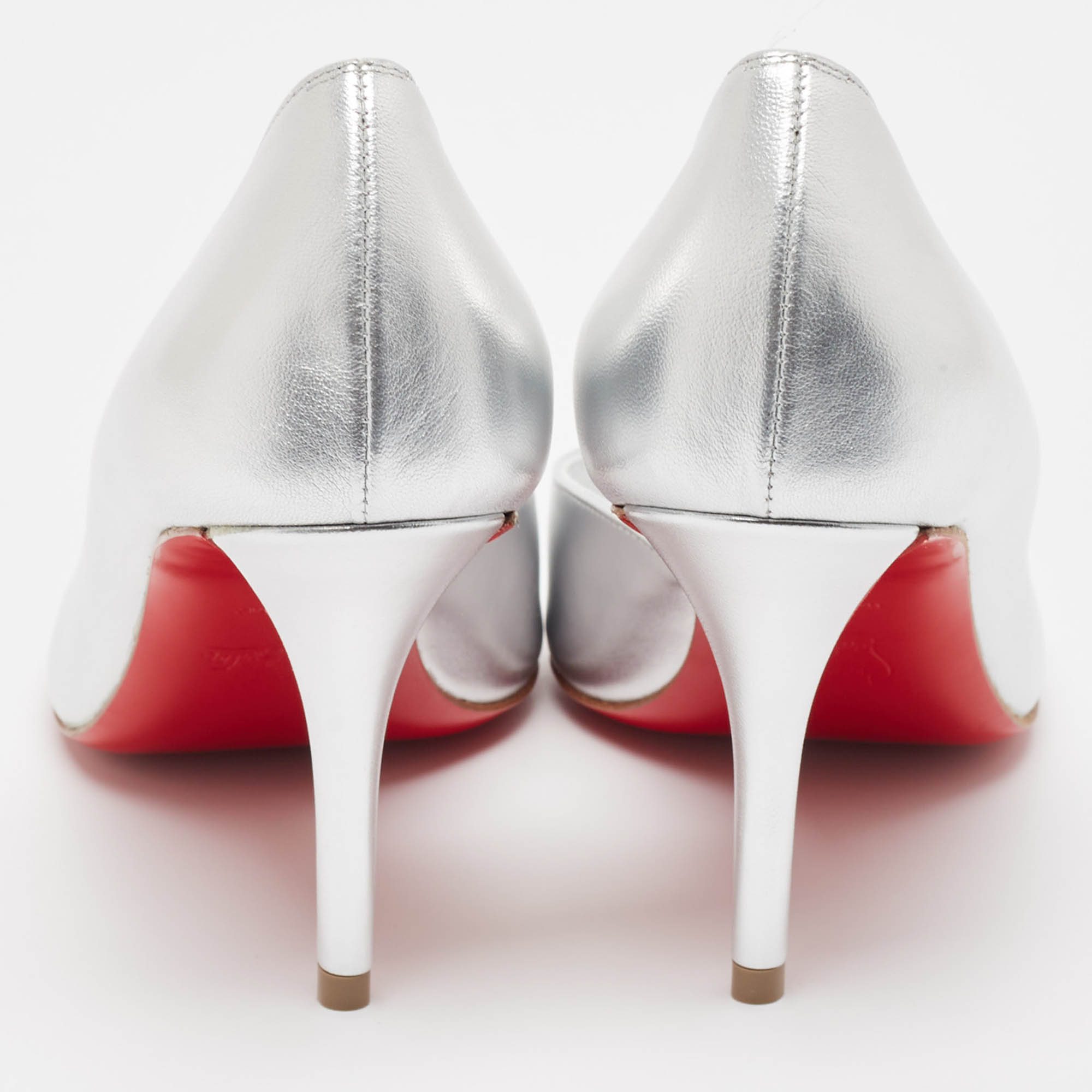 Christian Louboutin Silver Leather Apostropha Pumps Size 38